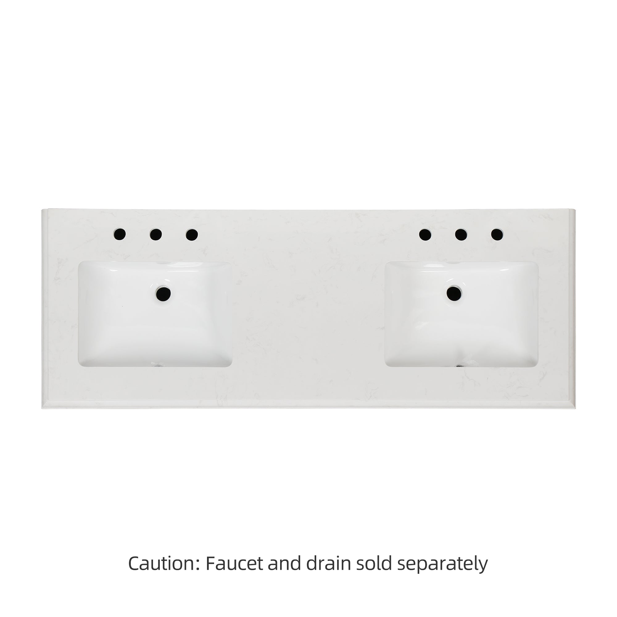 Meuble-lavabo double autoportant de 60 po avec dessus en marbre naturel RX-V02-60