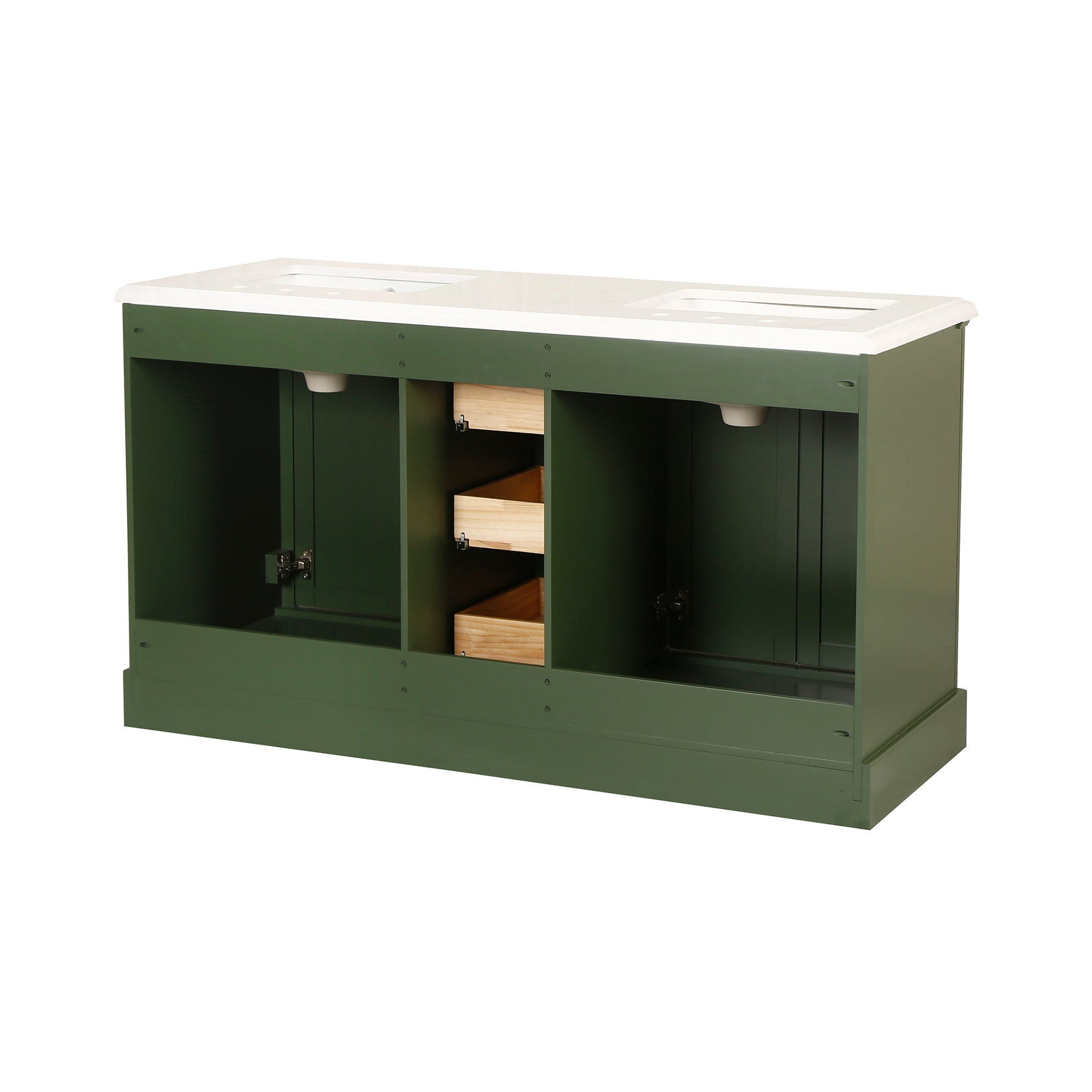 Meuble-lavabo double autoportant de 60 po avec dessus en marbre naturel RX-V02-60