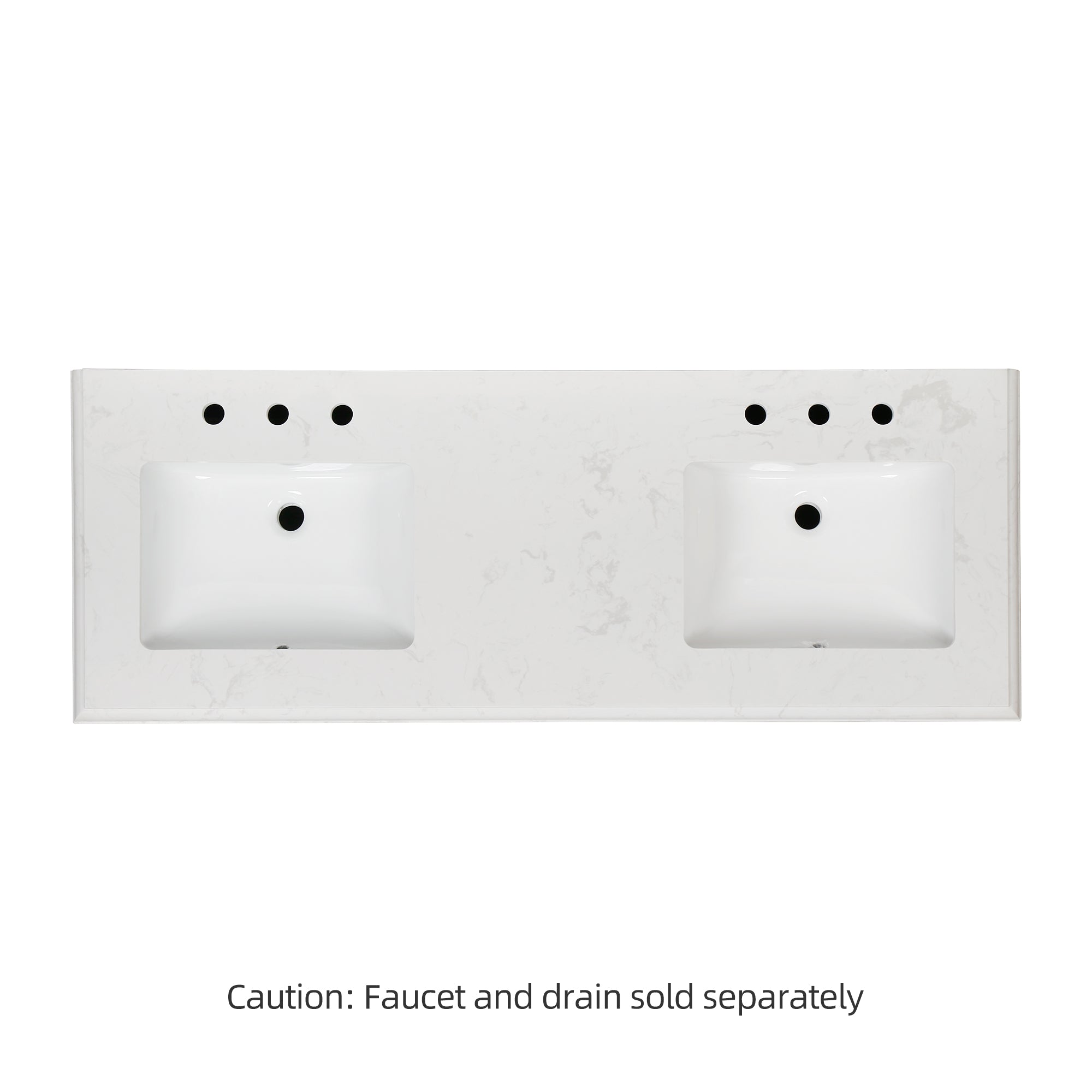 Meuble-lavabo double autoportant de 60 po avec dessus en marbre naturel RX-V02-60