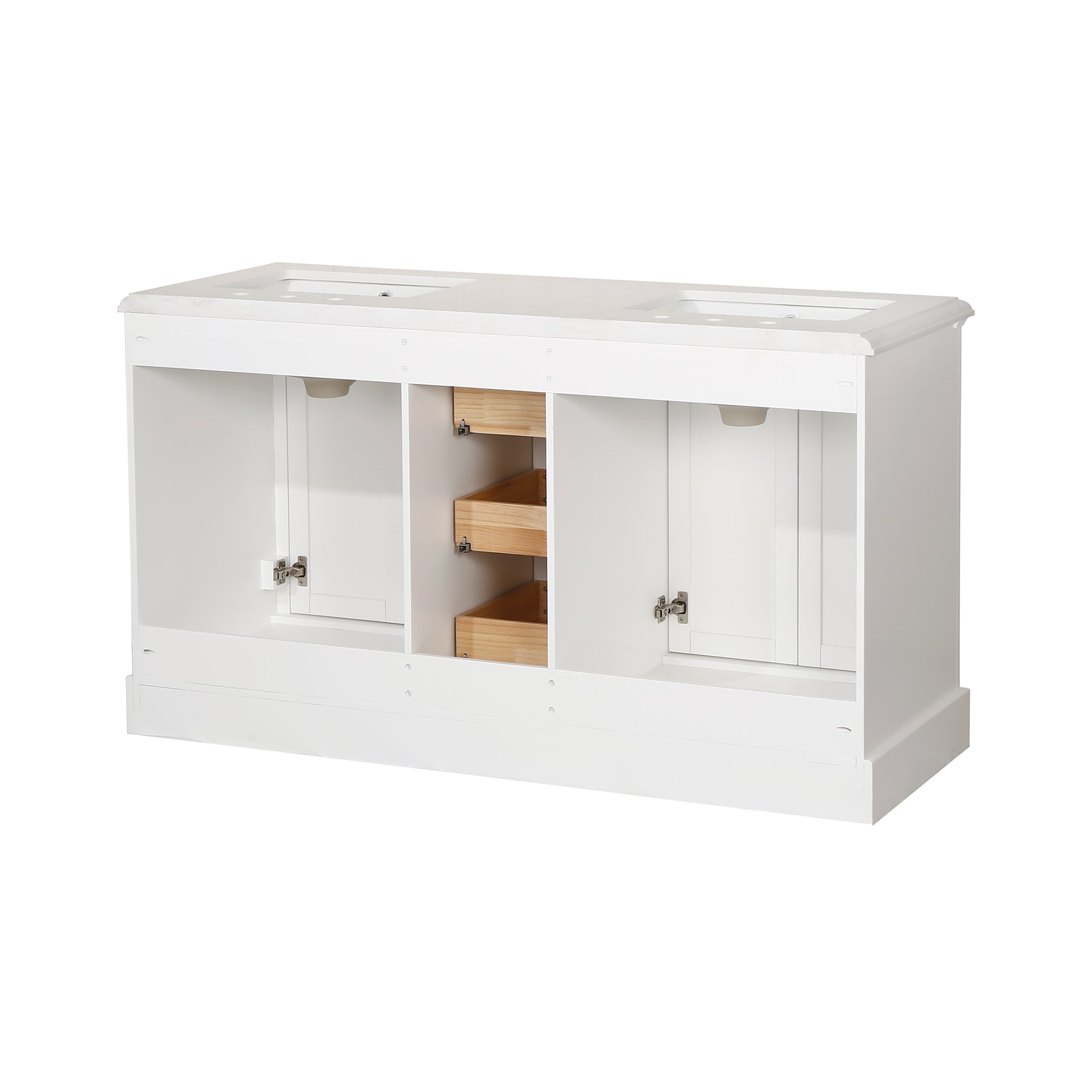 Meuble-lavabo double autoportant de 60 po avec dessus en marbre naturel RX-V02-60