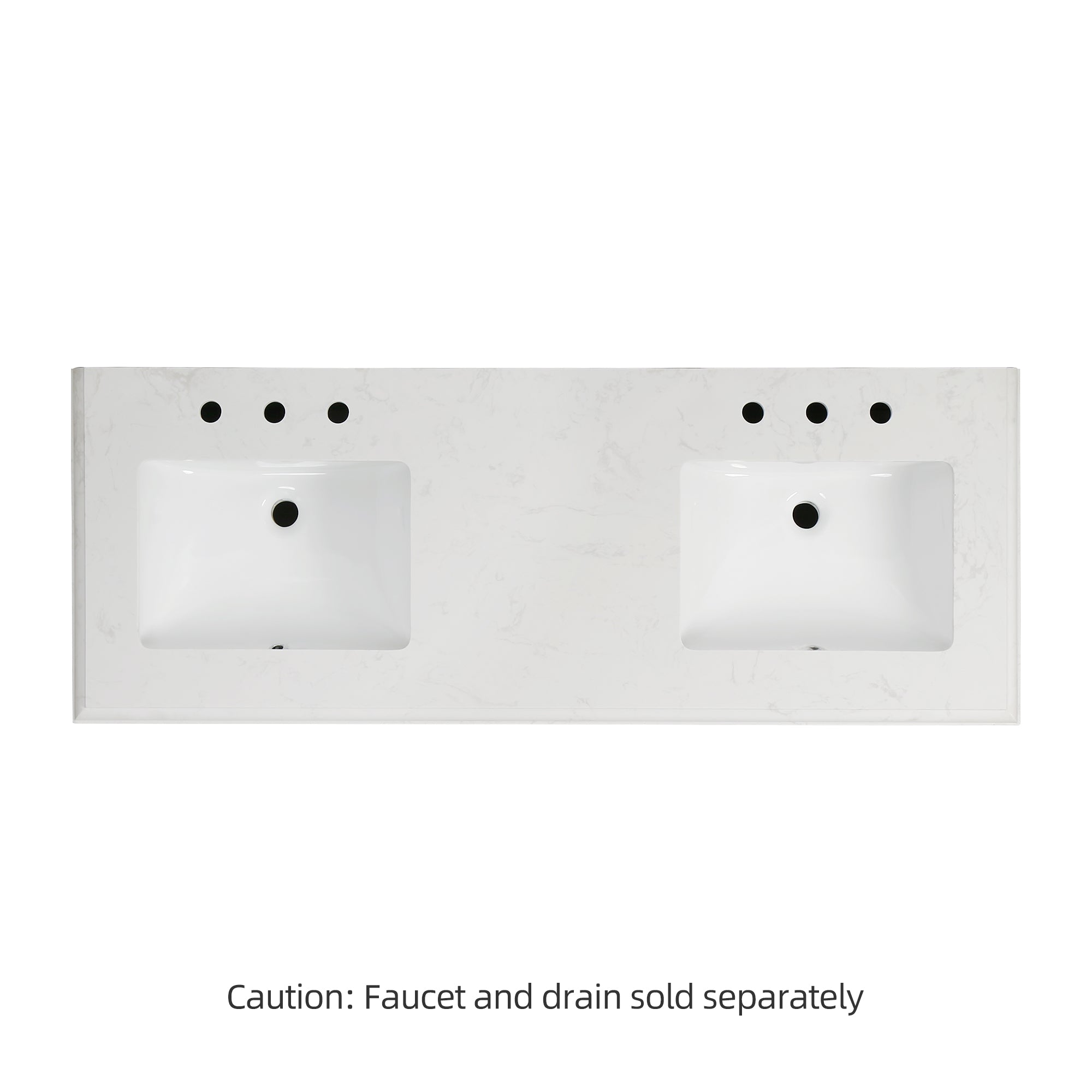 Meuble-lavabo double autoportant de 60 po avec dessus en marbre naturel RX-V02-60