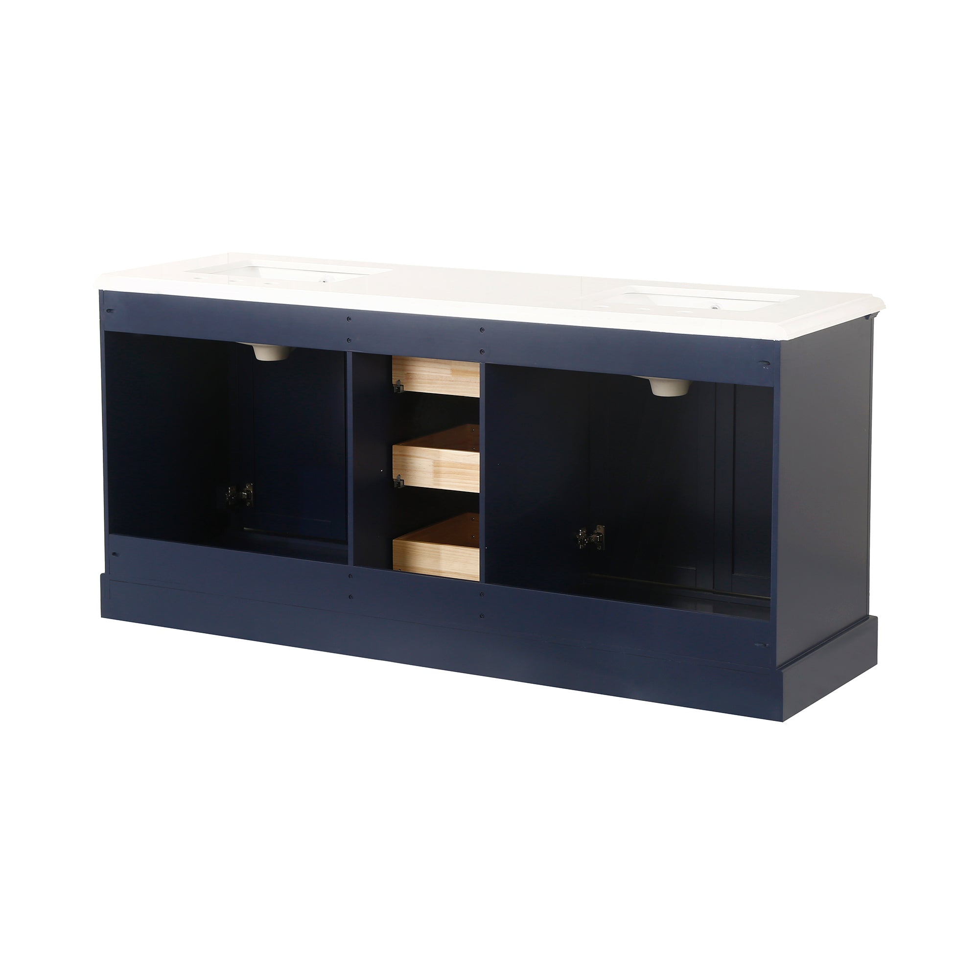 Meuble-lavabo double autoportant de 72 po avec dessus en marbre naturel RX-V02-72