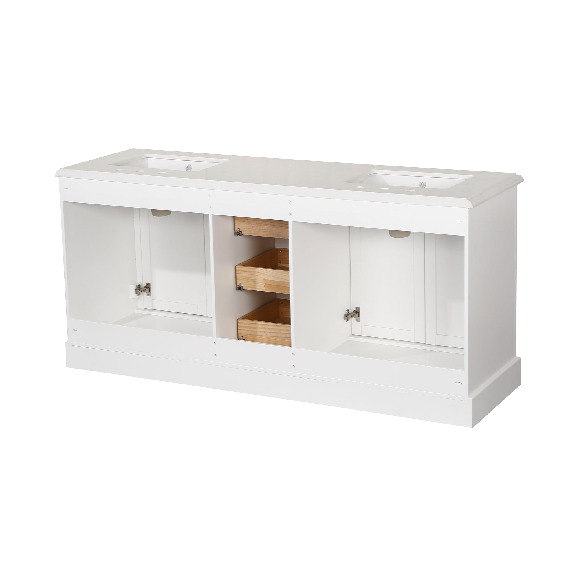Meuble-lavabo double autoportant de 72 po avec dessus en marbre naturel RX-V02-72