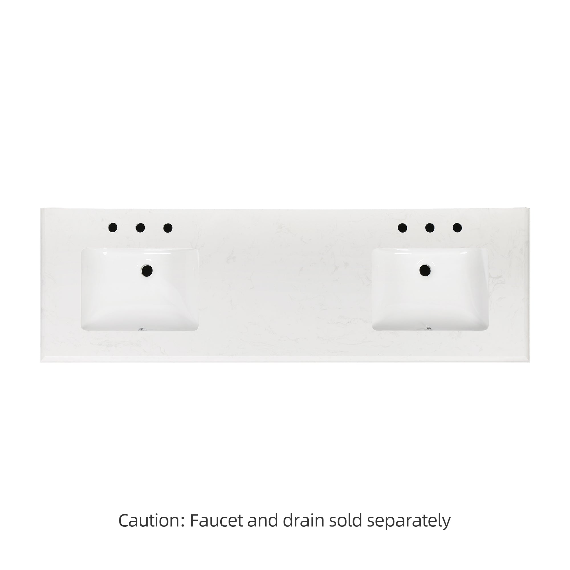 Meuble-lavabo double autoportant de 72 po avec dessus en marbre naturel RX-V02-72