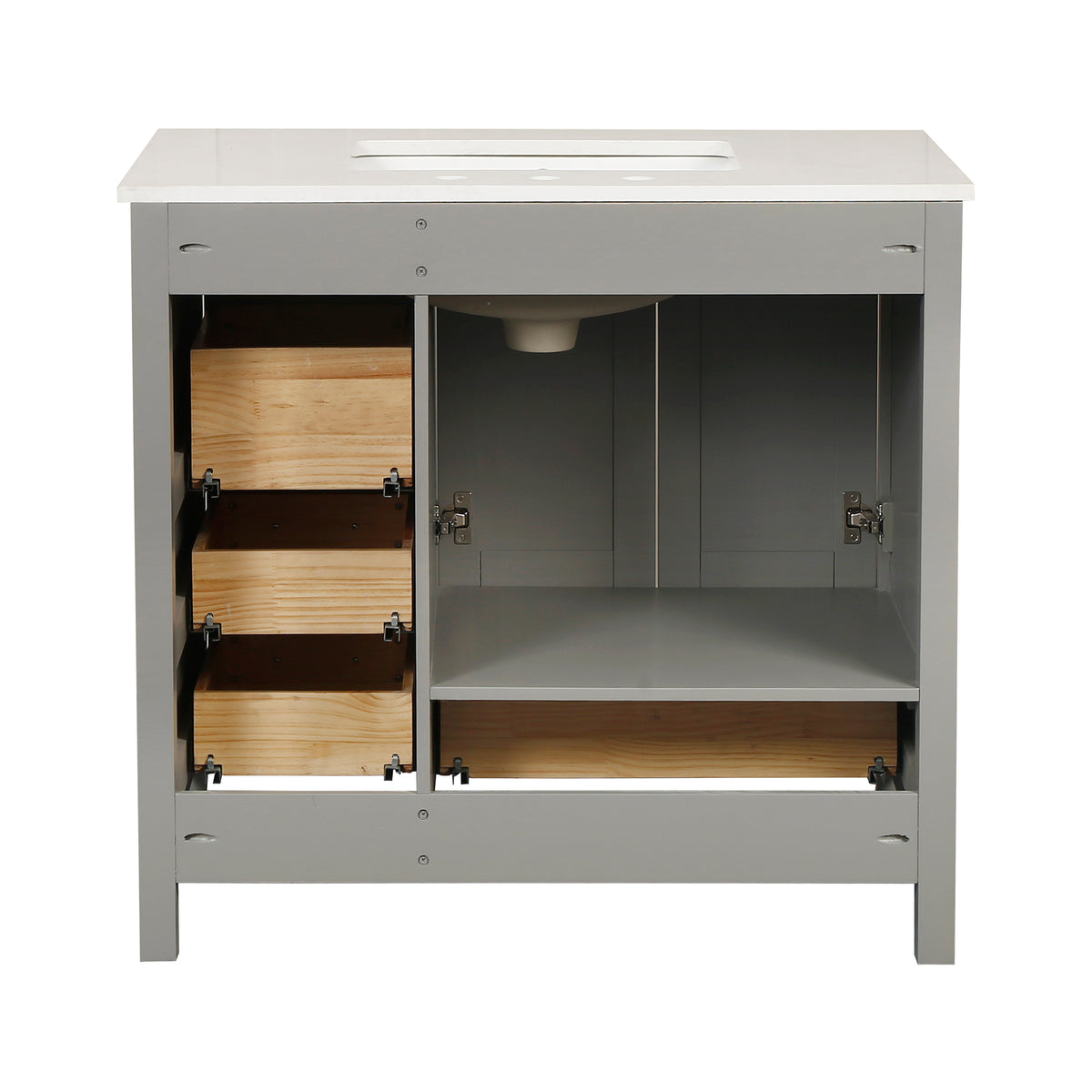 RAINLEX 36 in. Freestanding Bathroom Vanity with Natural Marble Top