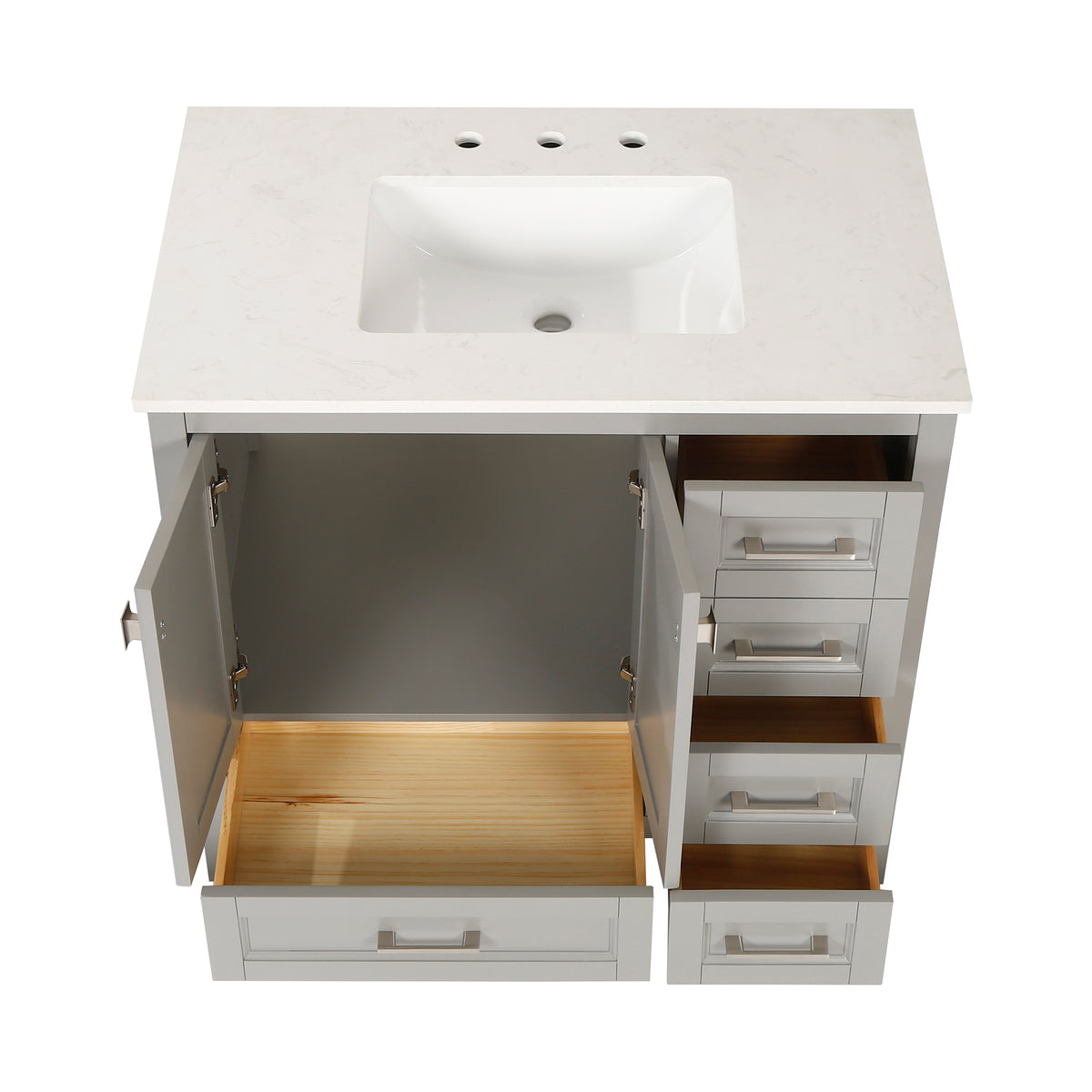 RAINLEX 36 in. Freestanding Bathroom Vanity with Natural Marble Top