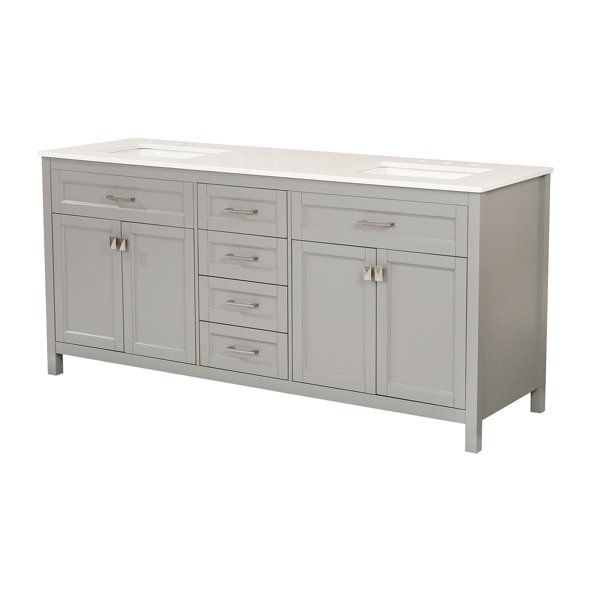 RAINLEX 72 in. Freestanding Bathroom Vanity with Natural Marble Top