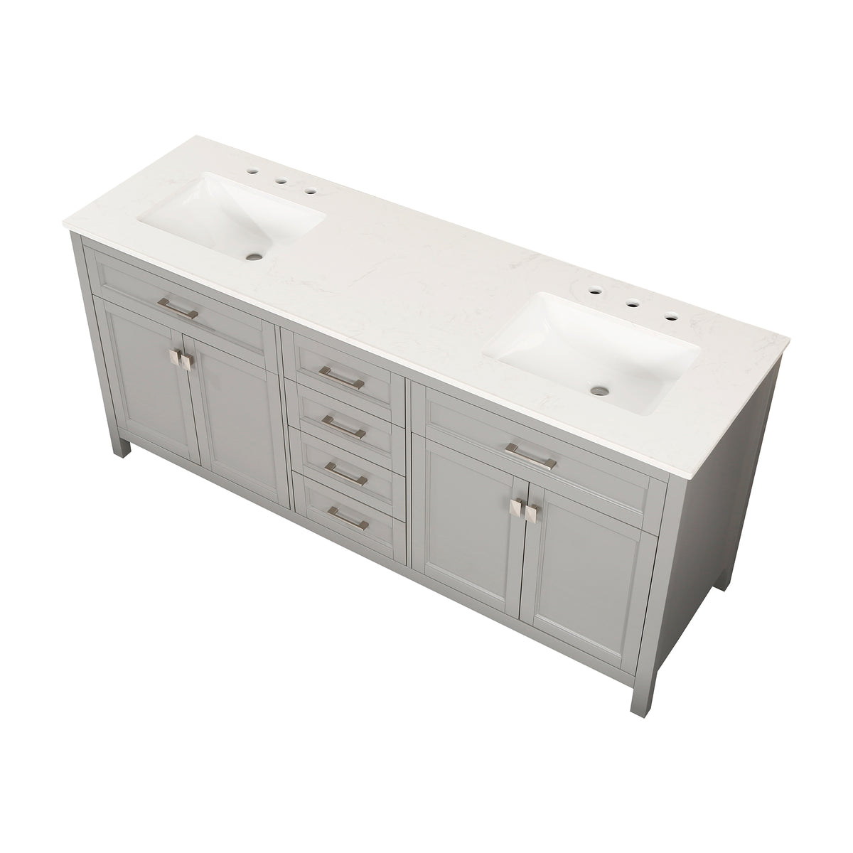 RAINLEX 72 in. Freestanding Bathroom Vanity with Natural Marble Top