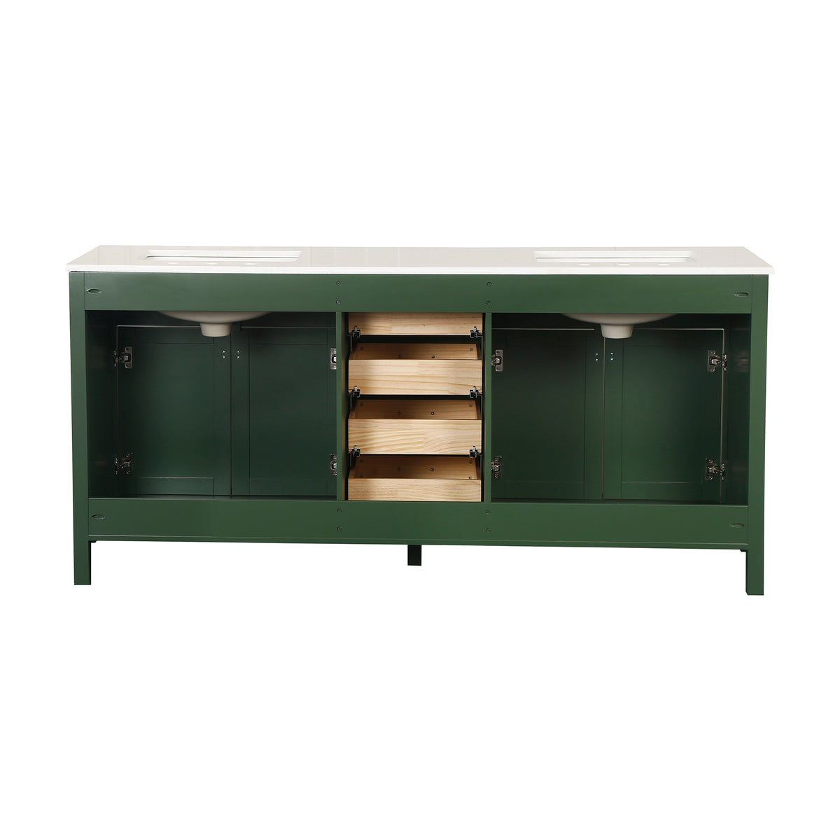 RAINLEX 72 in. Freestanding Bathroom Vanity with Natural Marble Top