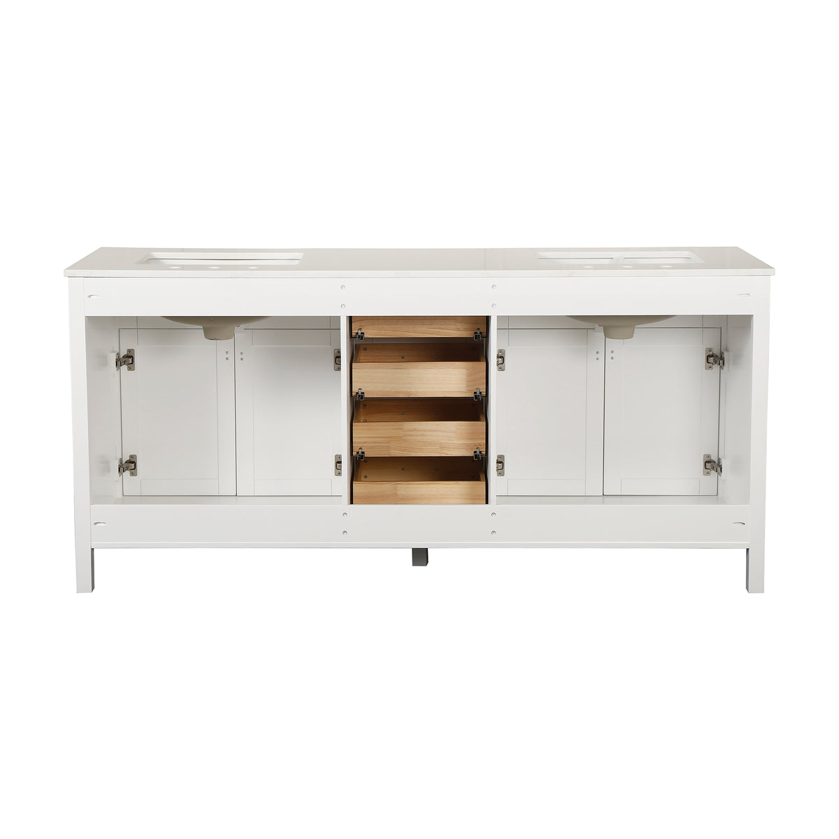 RAINLEX 72 in. Freestanding Bathroom Vanity with Natural Marble Top