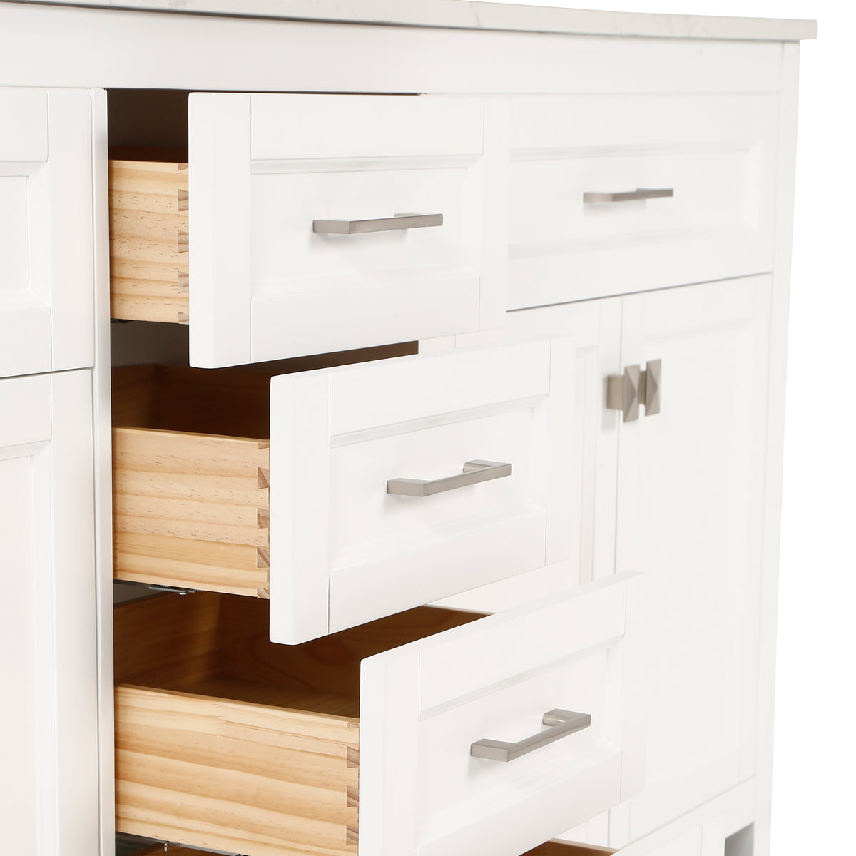 RAINLEX 72 in. Freestanding Bathroom Vanity with Natural Marble Top