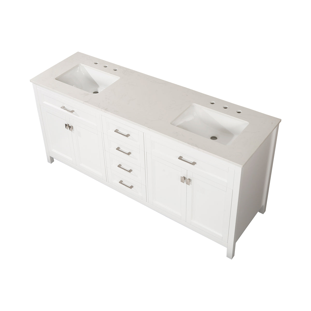 RAINLEX 72 in. Freestanding Bathroom Vanity with Natural Marble Top