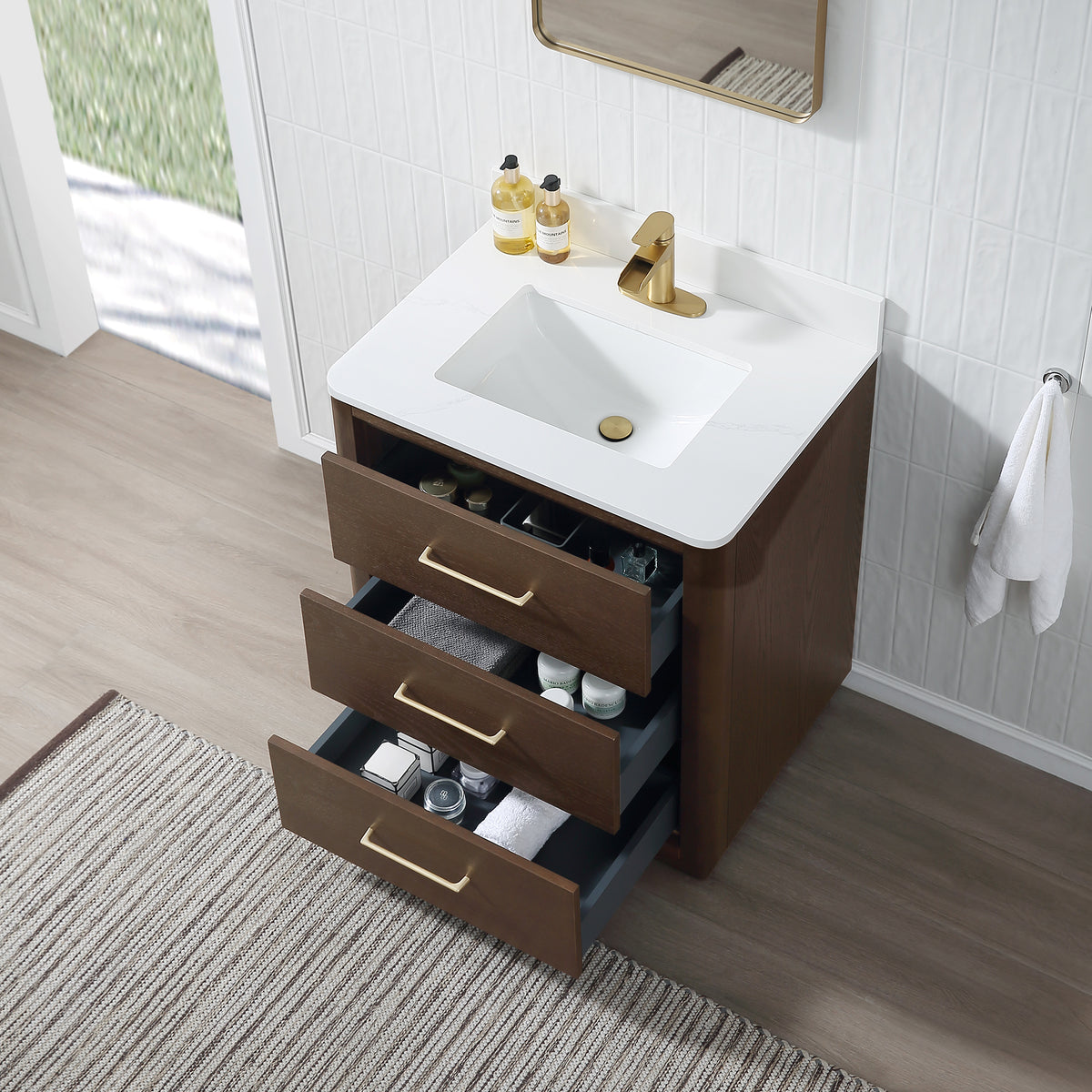 RAINLEX Freestanding Single Bathroom Vanity with Quartz Top (V04)