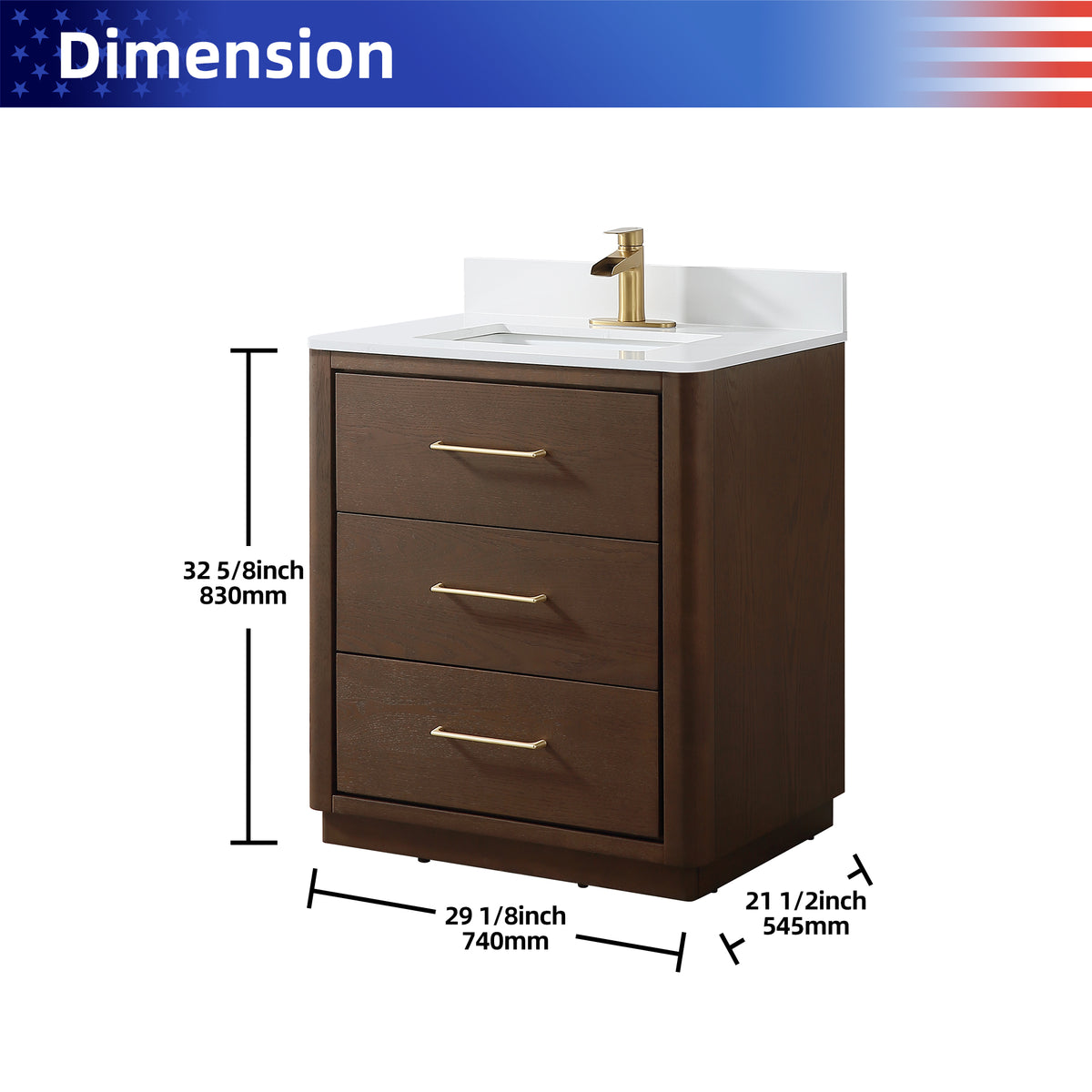 RAINLEX Freestanding Single Bathroom Vanity with Quartz Top (V04)