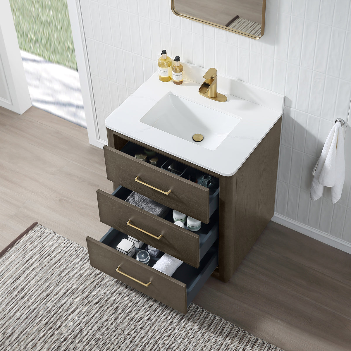 RAINLEX Freestanding Single Bathroom Vanity with Quartz Top (V04)