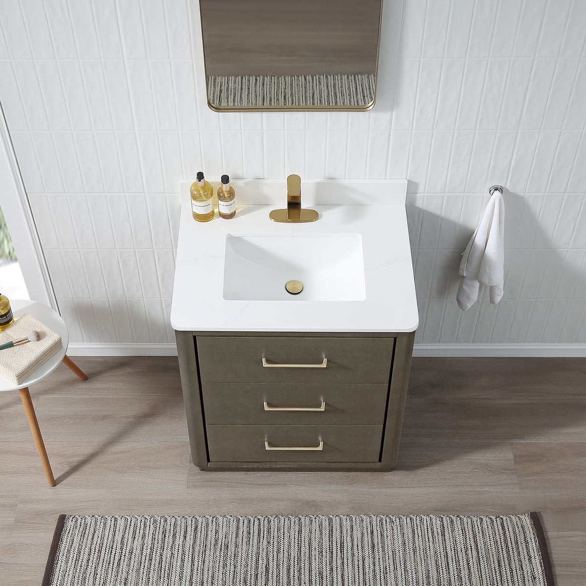 RAINLEX Freestanding Single Bathroom Vanity with Quartz Top (V04)