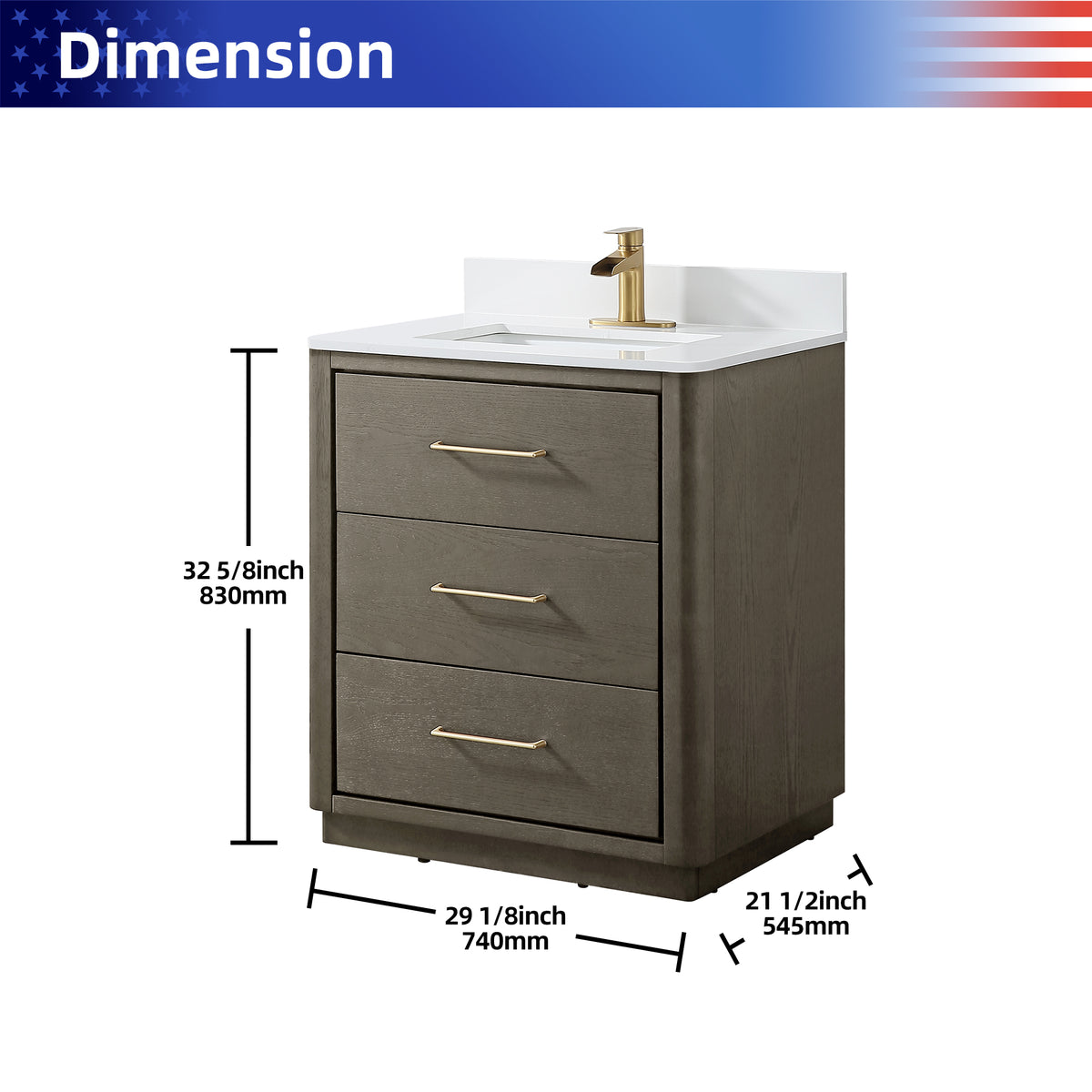 RAINLEX Freestanding Single Bathroom Vanity with Quartz Top (V04)