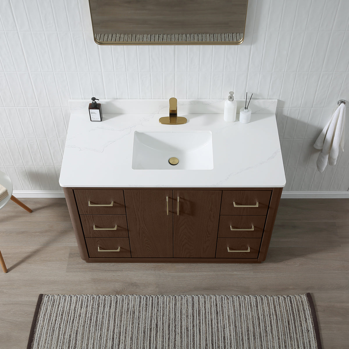 RAINLEX Freestanding Single Bathroom Vanity with Quartz Top (V04)