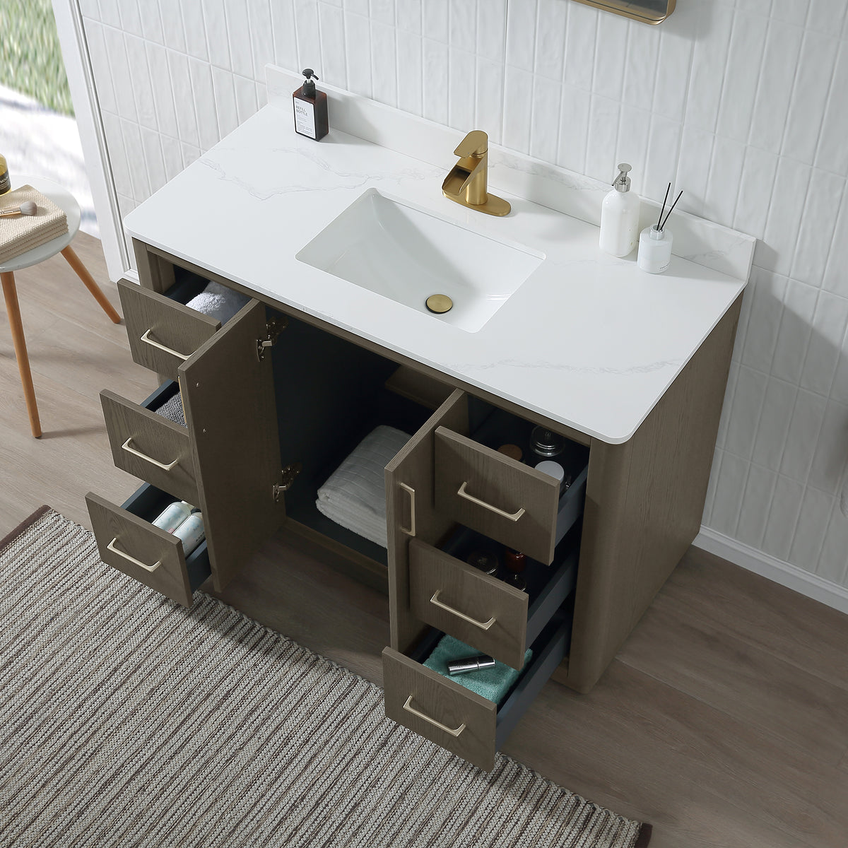 RAINLEX Freestanding Single Bathroom Vanity with Quartz Top (V04)