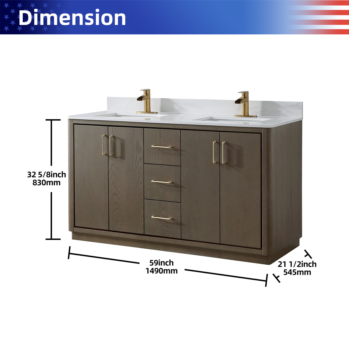 RAINLEX Freestanding Single Bathroom Vanity with Quartz Top (V04)