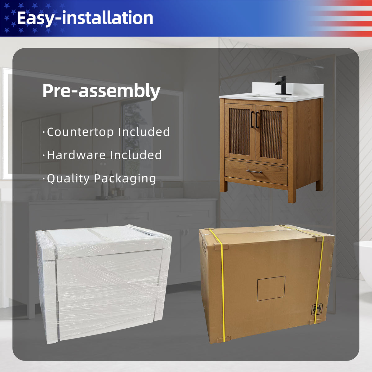 RAINLEX Freestanding Single Bathroom Vanity with Quartz Top