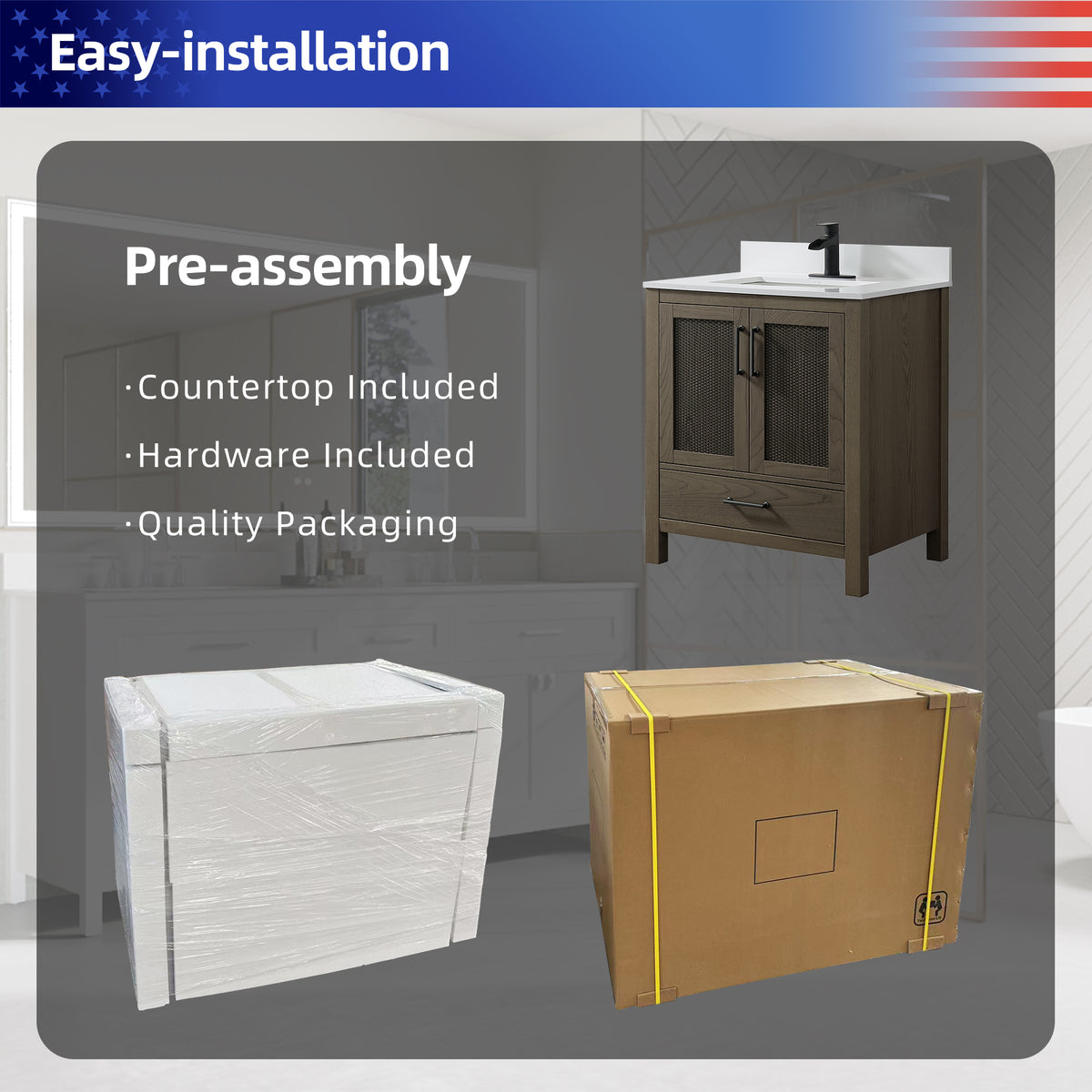 RAINLEX Freestanding Single Bathroom Vanity with Quartz Top