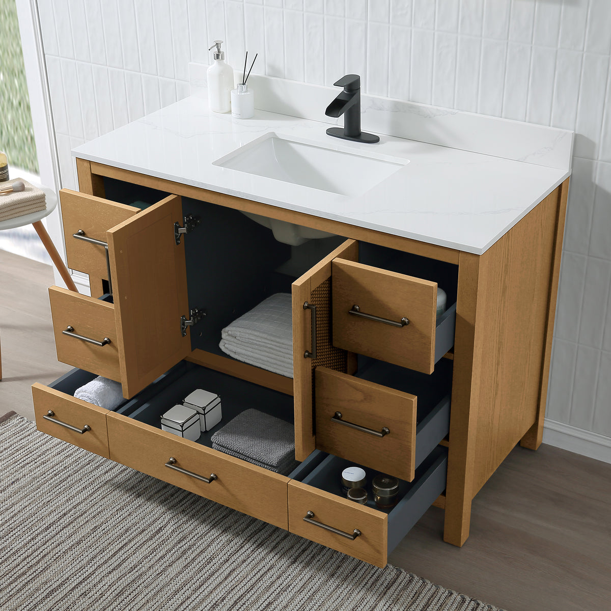 RAINLEX Freestanding Single Bathroom Vanity with Quartz Top
