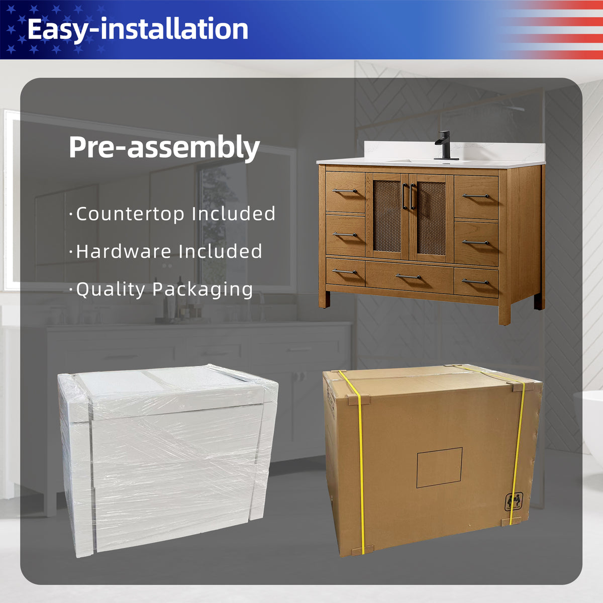 RAINLEX Freestanding Single Bathroom Vanity with Quartz Top