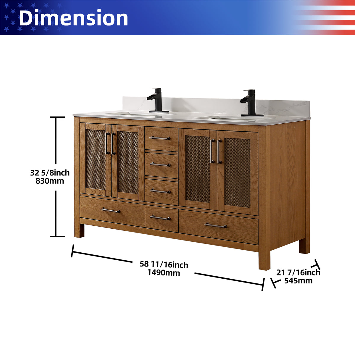 RAINLEX Freestanding Single Bathroom Vanity with Quartz Top
