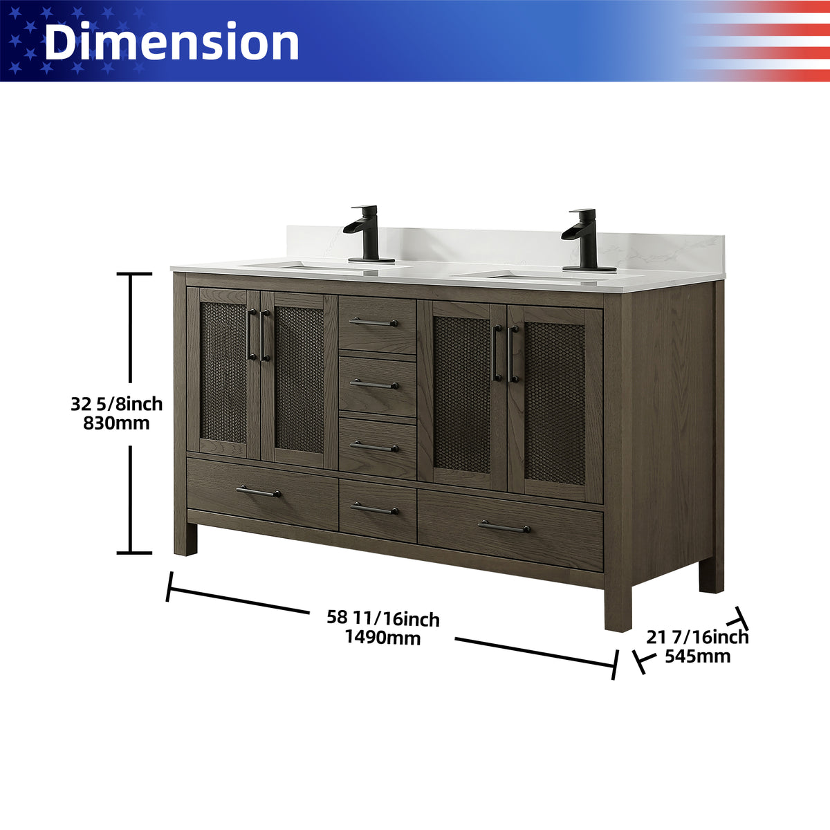 RAINLEX Freestanding Single Bathroom Vanity with Quartz Top