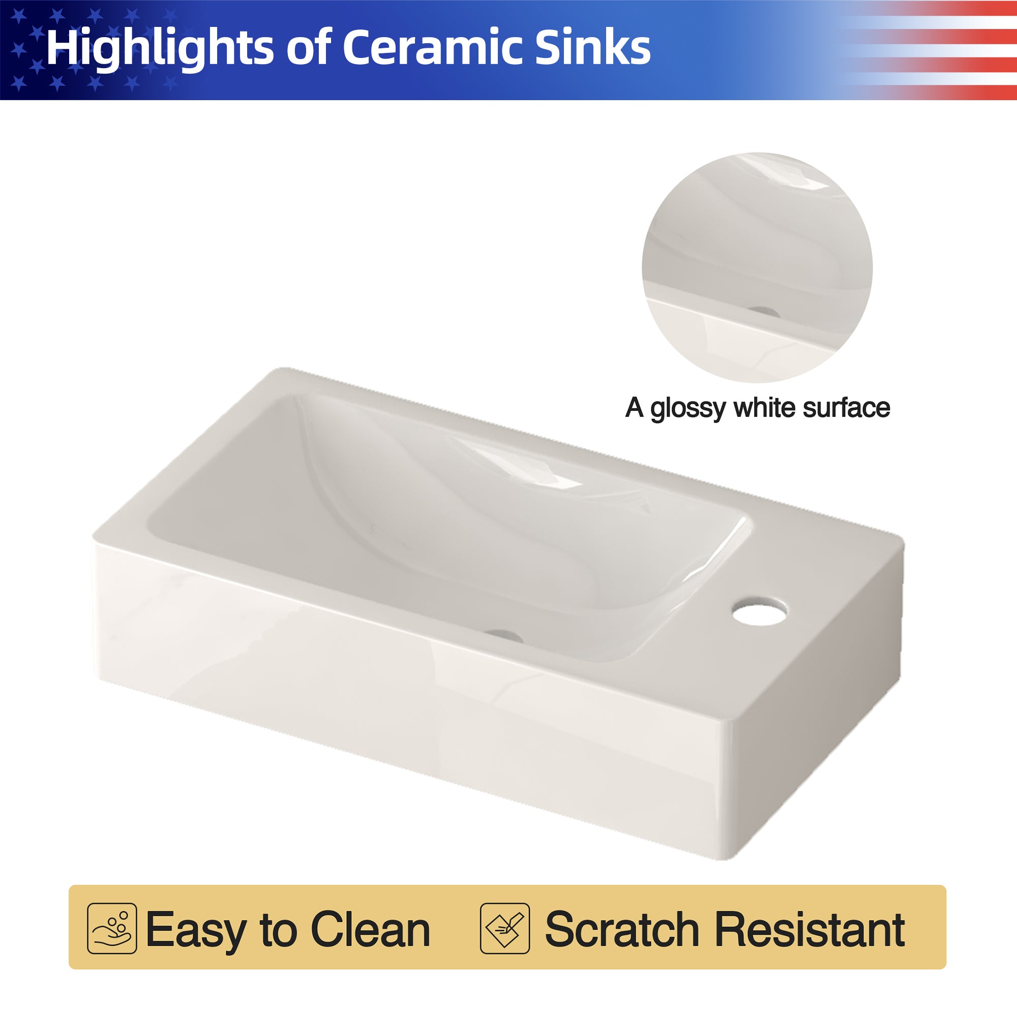 16" Small Bathroom Vanity Wall Mounted,Small Acacia Solid Wood Bathroom Vanity with White SMC Resin Basin, Modern Bathroom Vanity with Soft-Close Door RX-VO8-16NW