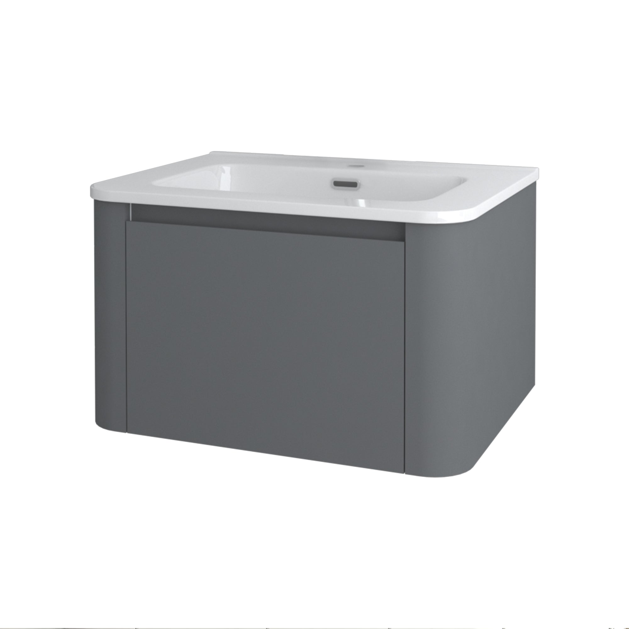 24" Grey Wall Mounted Bathroom Vanity with Basin Floating Vanity Drawer Bathroom Cabinet with White Ceramic Integrated Basin RX-V13-24GR