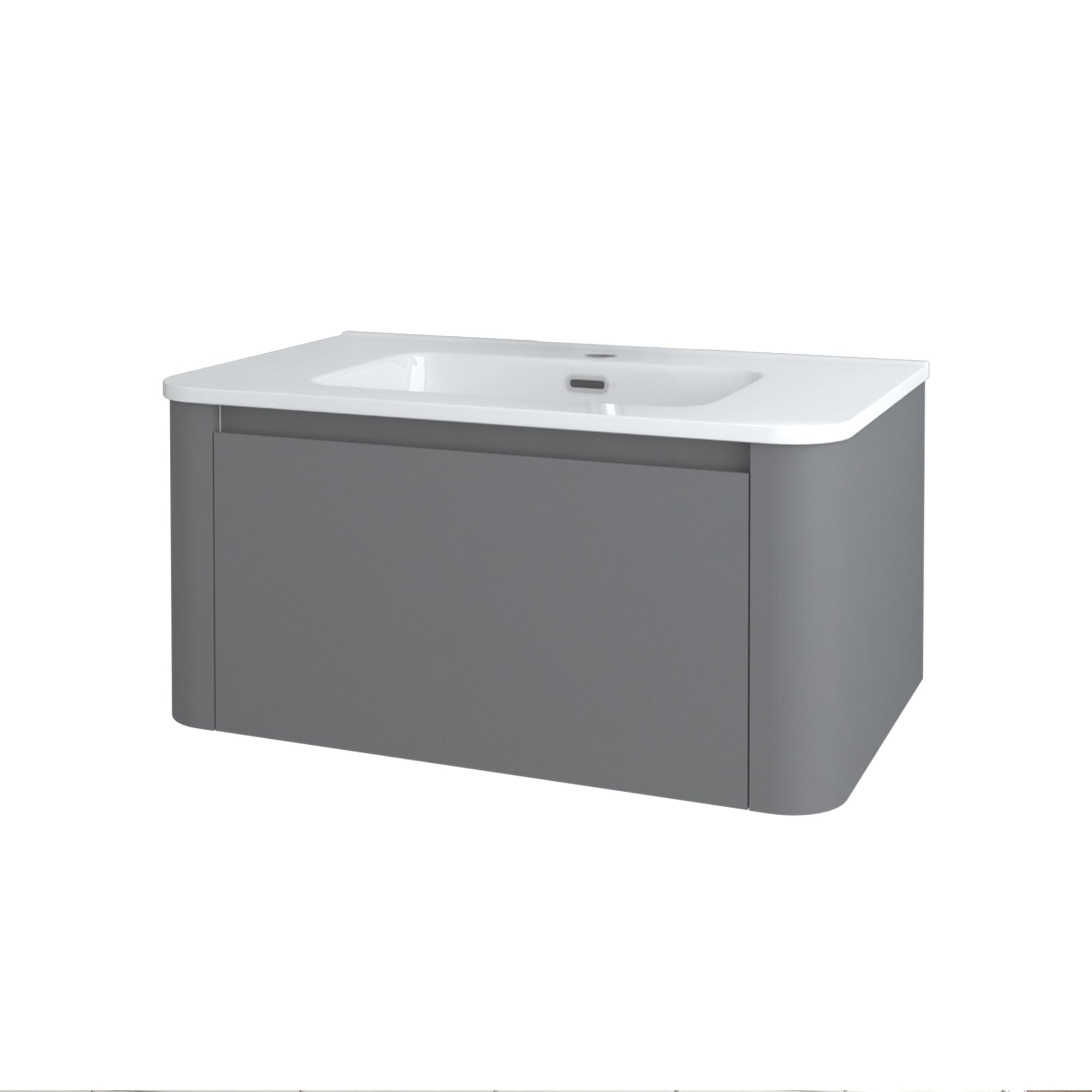 30" Grey Wall Mounted Bathroom Vanity with Basin Floating Vanity Drawer Bathroom Cabinet with White Ceramic Integrated Basin RX-V13-30GR