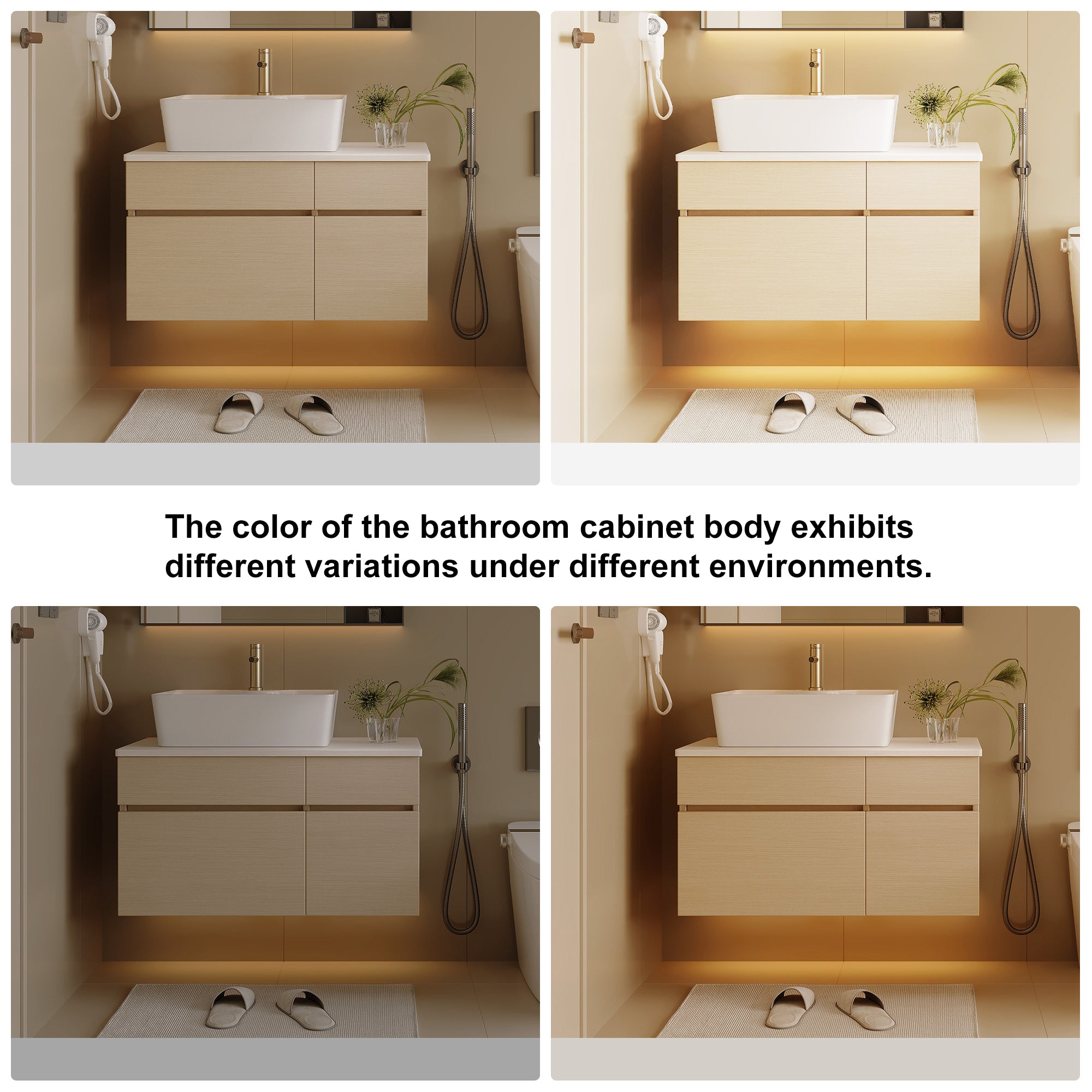 31.5" Floating Bathroom Vanity with Ceramic Vessel Sink