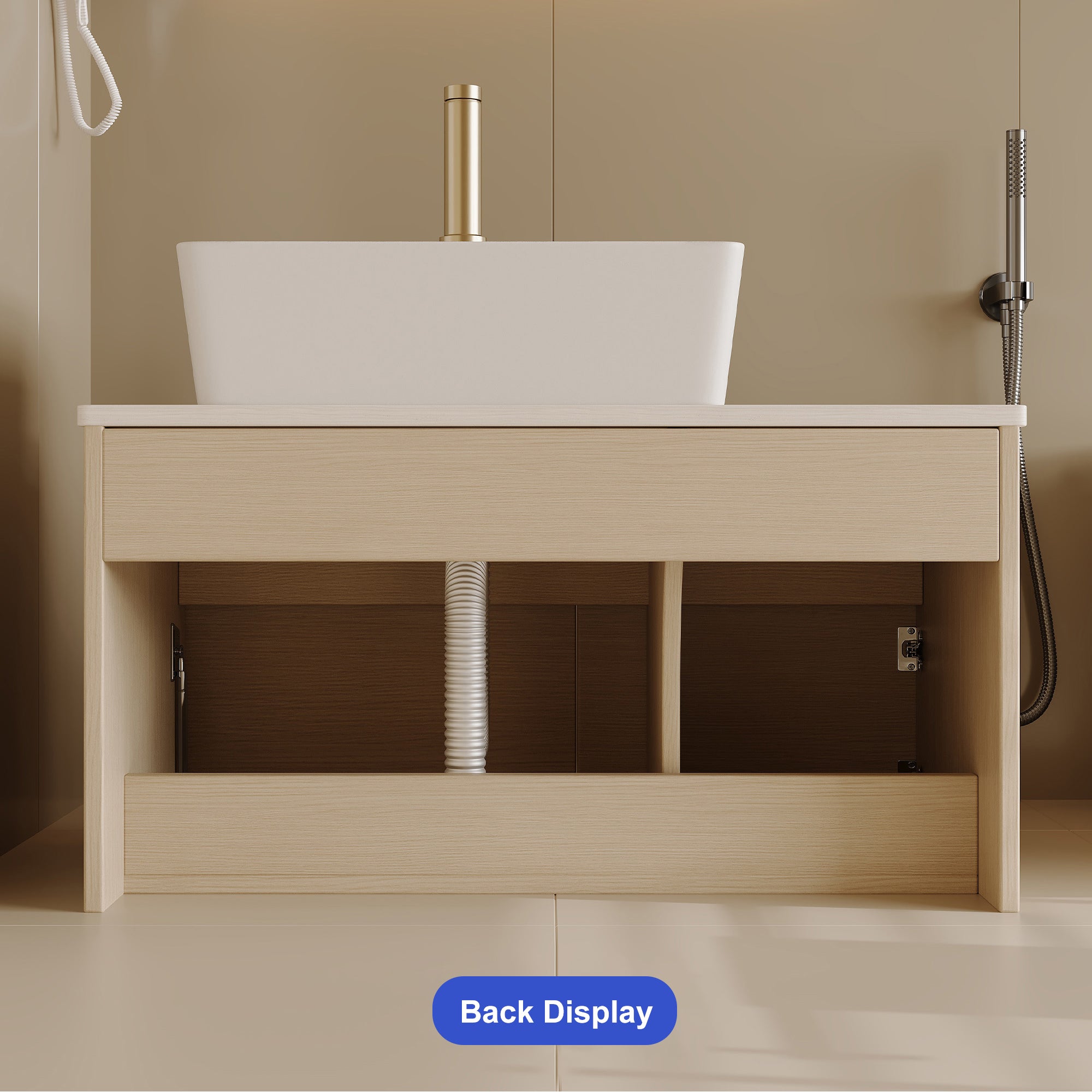 31.5" Floating Bathroom Vanity with Ceramic Vessel Sink