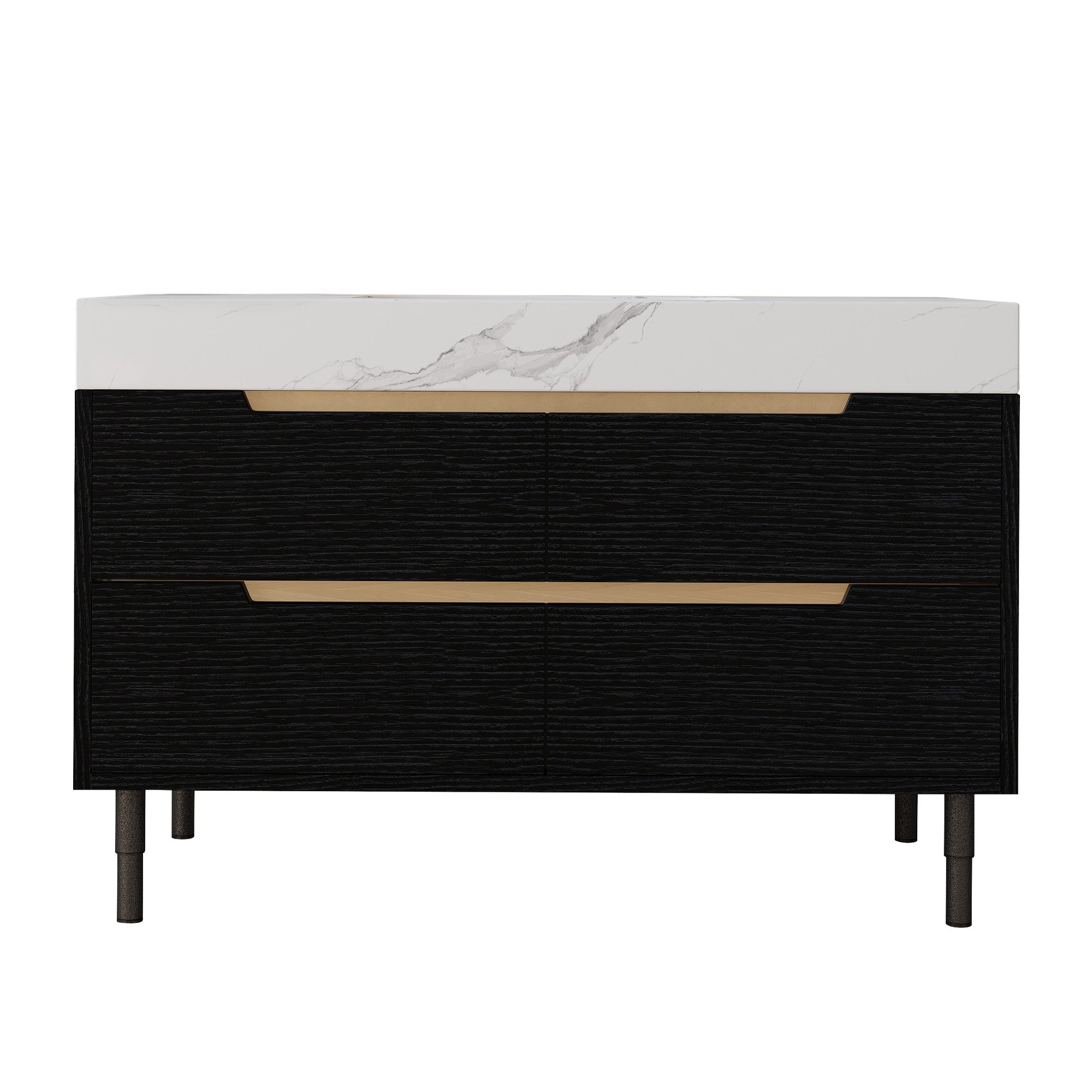 35.4" Freestanding/Wall-Mount Bathroom Vanity with Sintered Stone Top