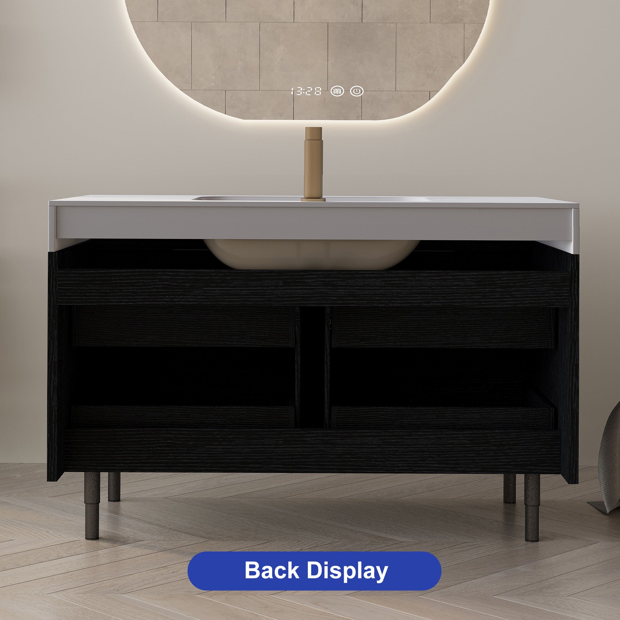 35.4" Freestanding/Wall-Mount Bathroom Vanity with Sintered Stone Top