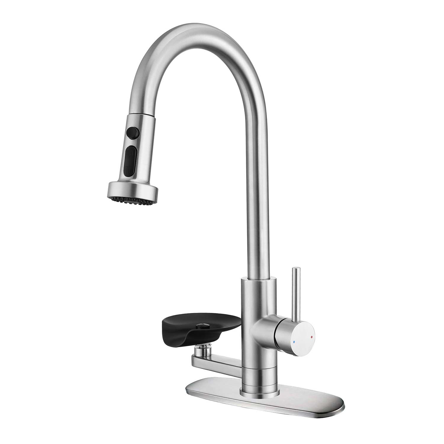 3-in-1 Kitchen Faucet with Pull-Down Sprayer, Press-Type Glass Rinser, 3 Spray Modes and High-Arc Spout