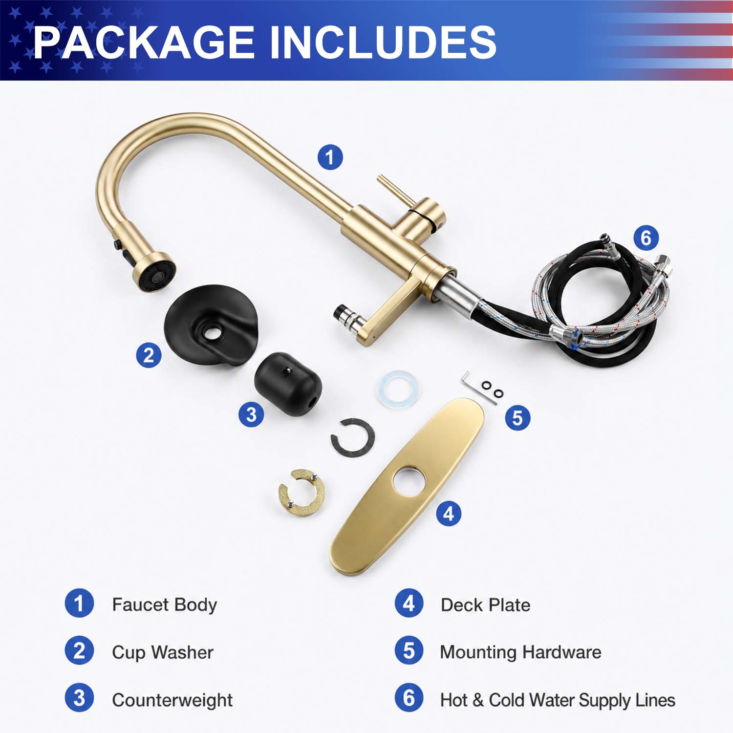 3-in-1 Kitchen Faucet with Pull-Down Sprayer, Press-Type Glass Rinser, 3 Spray Modes and High-Arc Spout