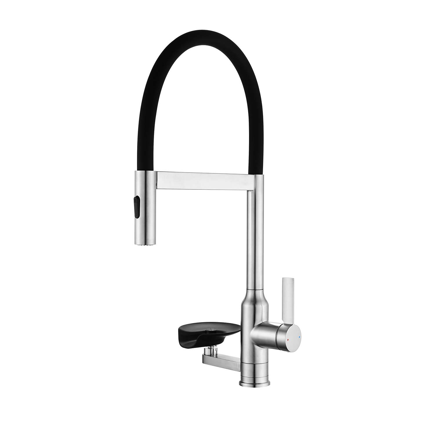 Brushed Nickel Kitchen Faucet with Magnetic Pull-Down Sprayer, 2 Spray Modes, 360° Swivel High-Arc Spout and Press-Type Glass Rinser