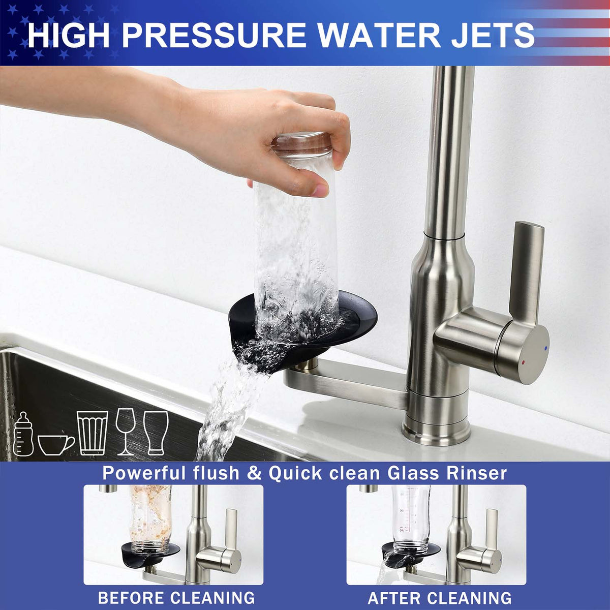 RAINLEX Brushed Nickel Kitchen Faucet with Magnetic Pull-Down Sprayer, 2 Spray Modes