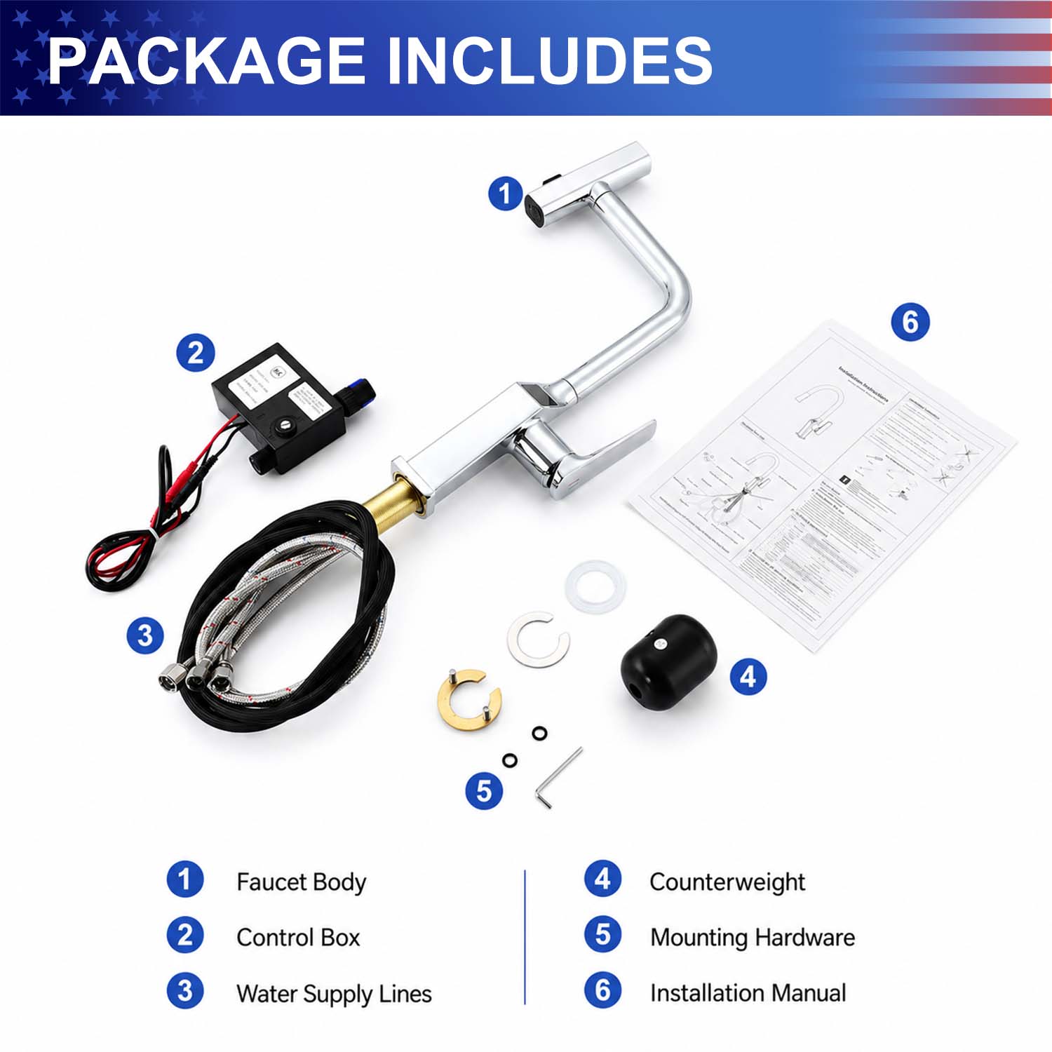 Touchless Kitchen Faucet with LED Temperature Display, Motion Sensor, 3-Function Pull-Out Sprayer and 360° Swivel Spout