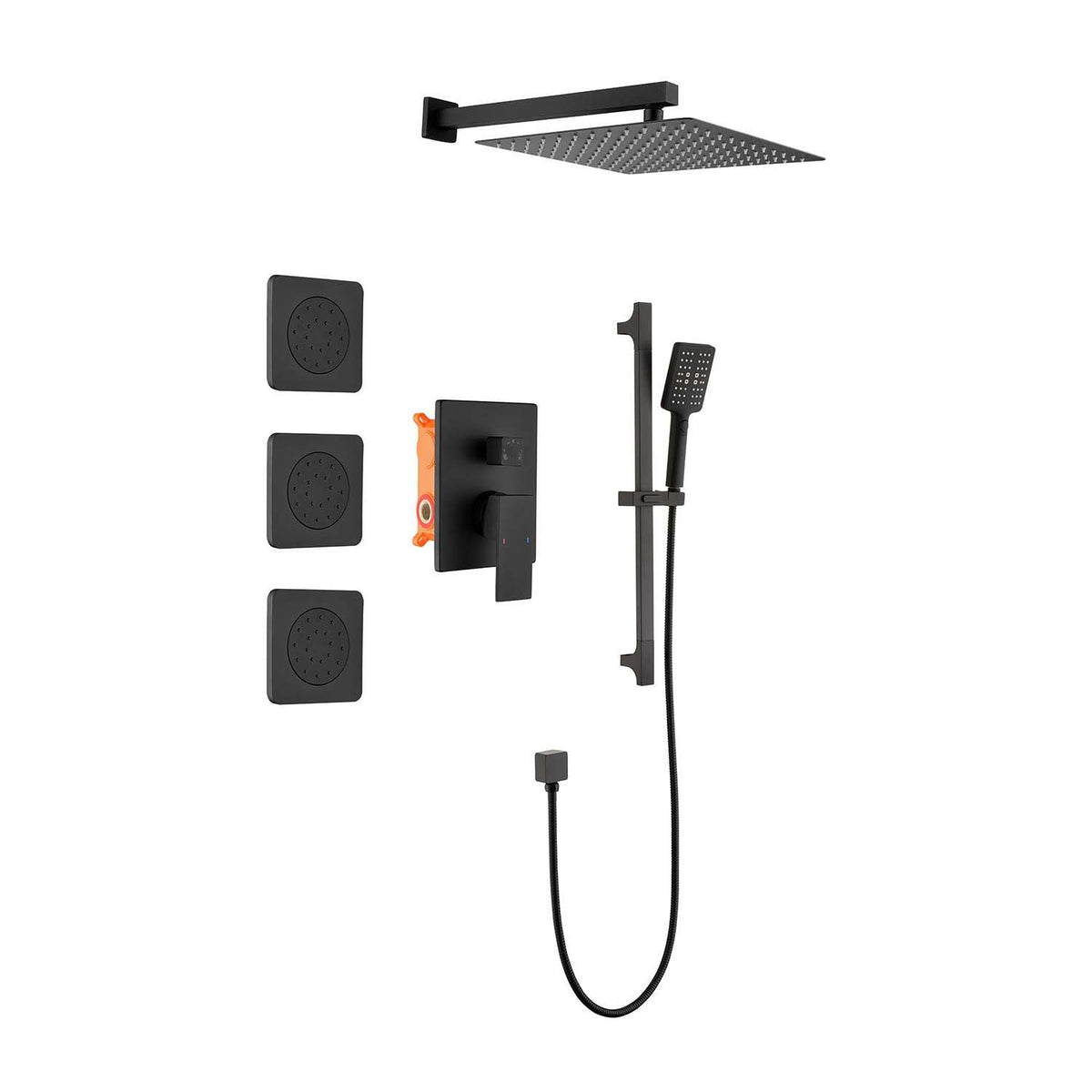RAINLEX Wall-Mounted Rain Shower System with SUS304 Shower Head, Hand Shower, Slide Bar