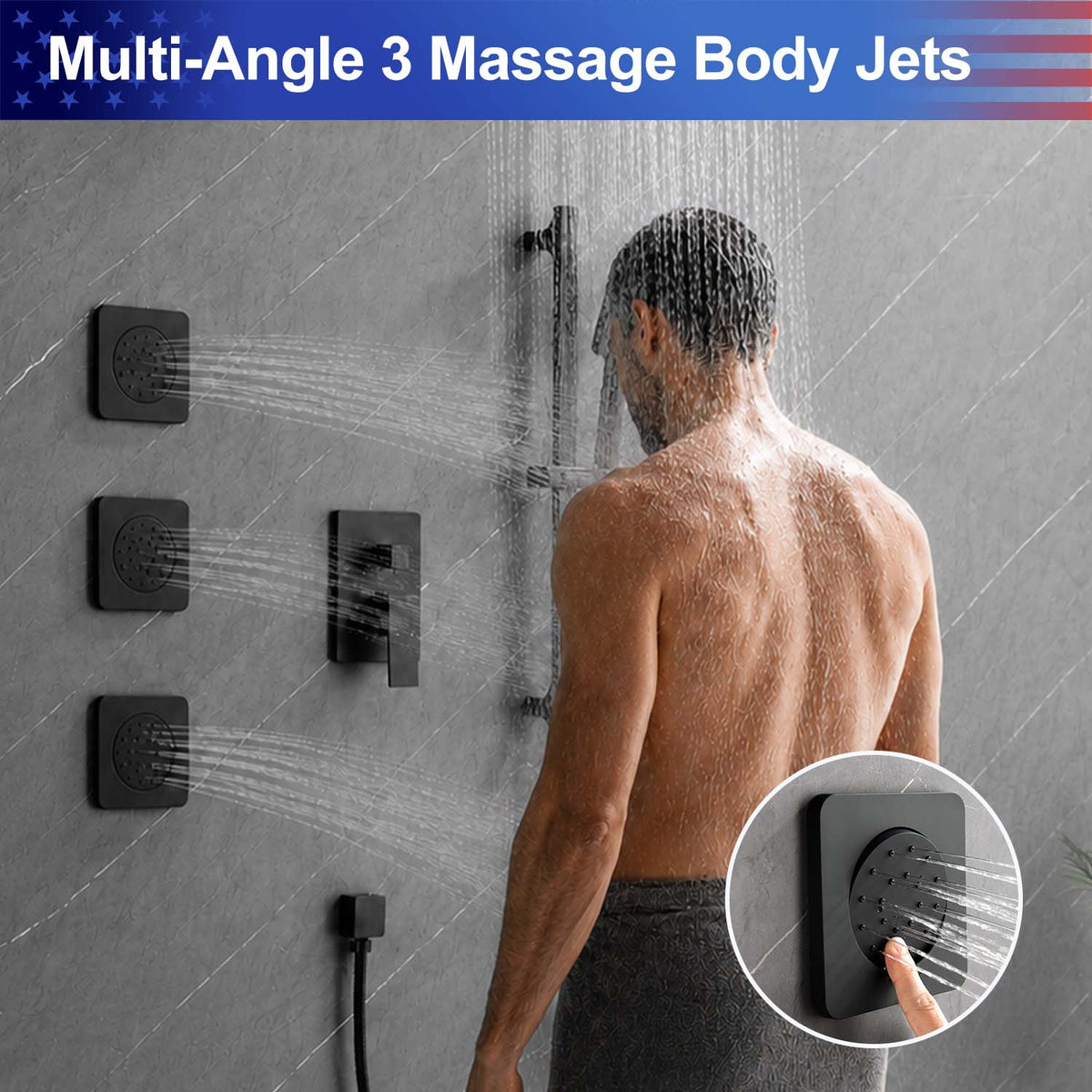 RAINLEX Wall-Mounted Rain Shower System with SUS304 Shower Head, Hand Shower, Slide Bar