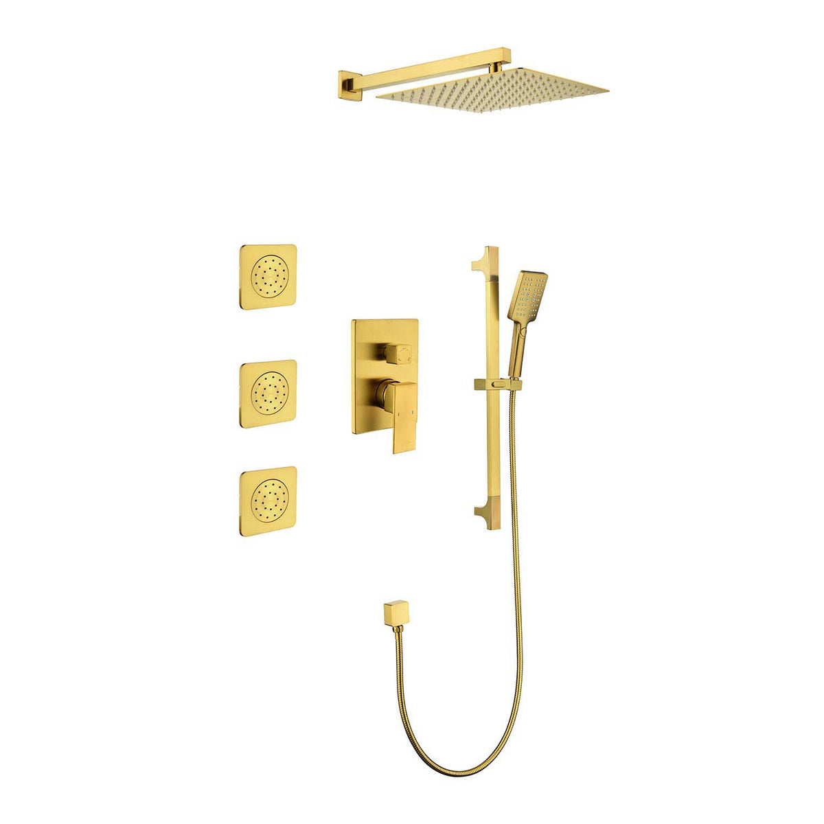 RAINLEX Wall-Mounted Rain Shower System with SUS304 Shower Head, Hand Shower, Slide Bar