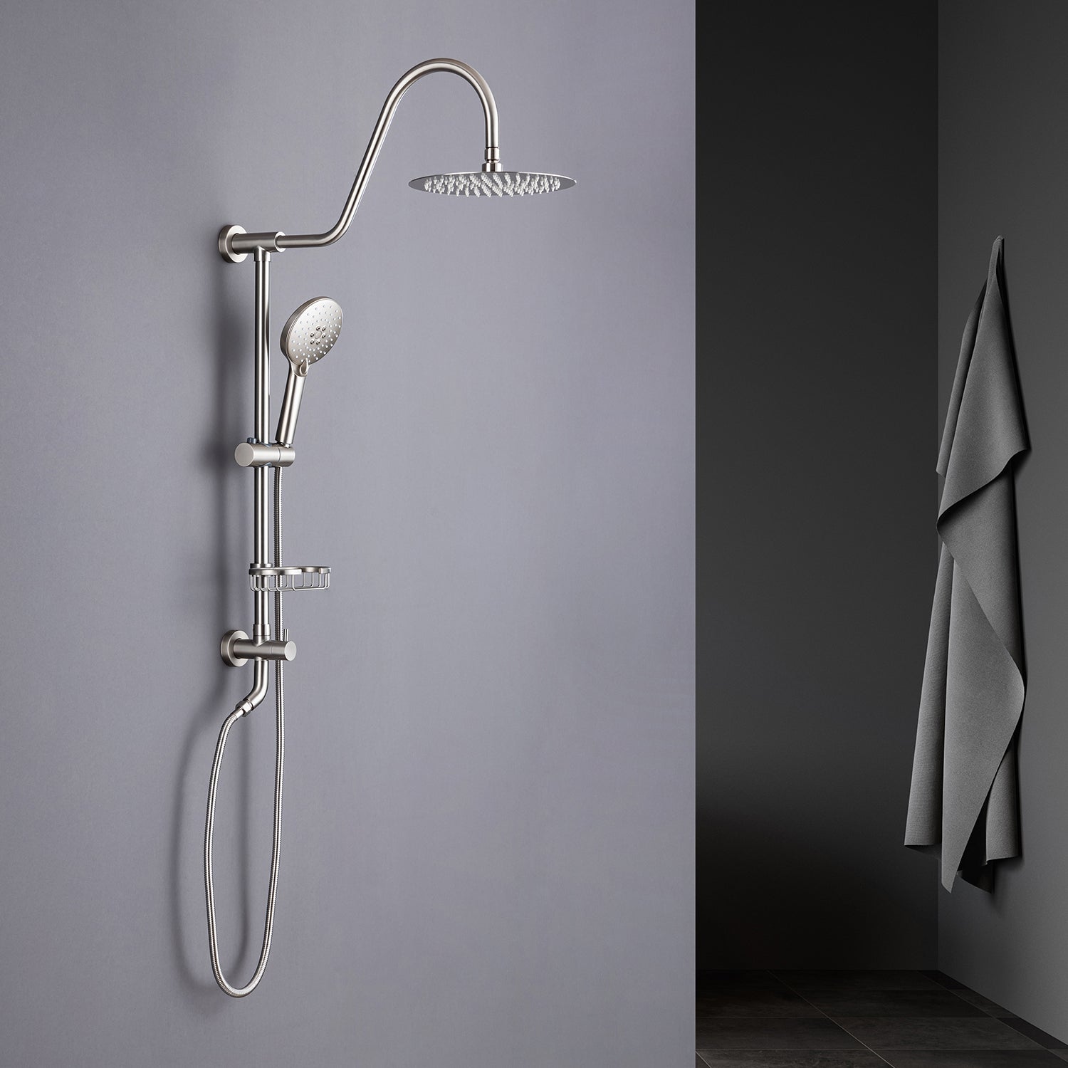 Shower System with Rain Shower Head and Handheld Shower (S2001)