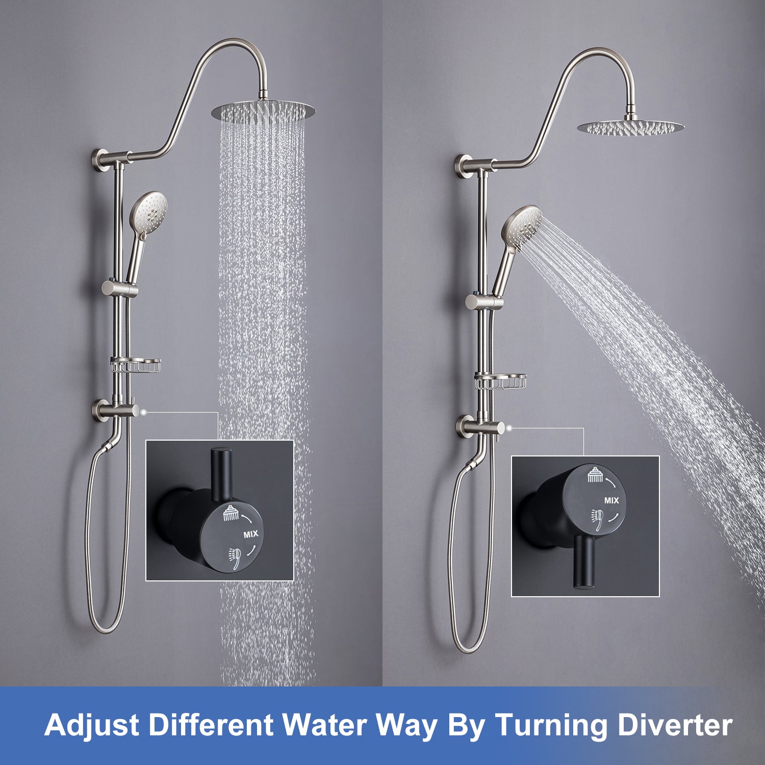 Système de douche avec pomme de douche à effet pluie et douche à main RX2001
