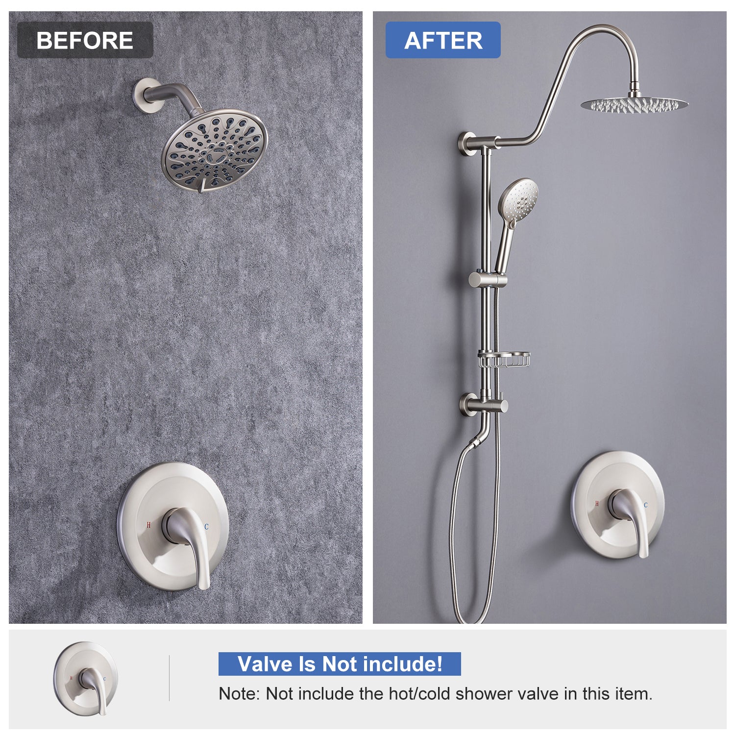 Système de douche avec pomme de douche à effet pluie et douche à main RX2001