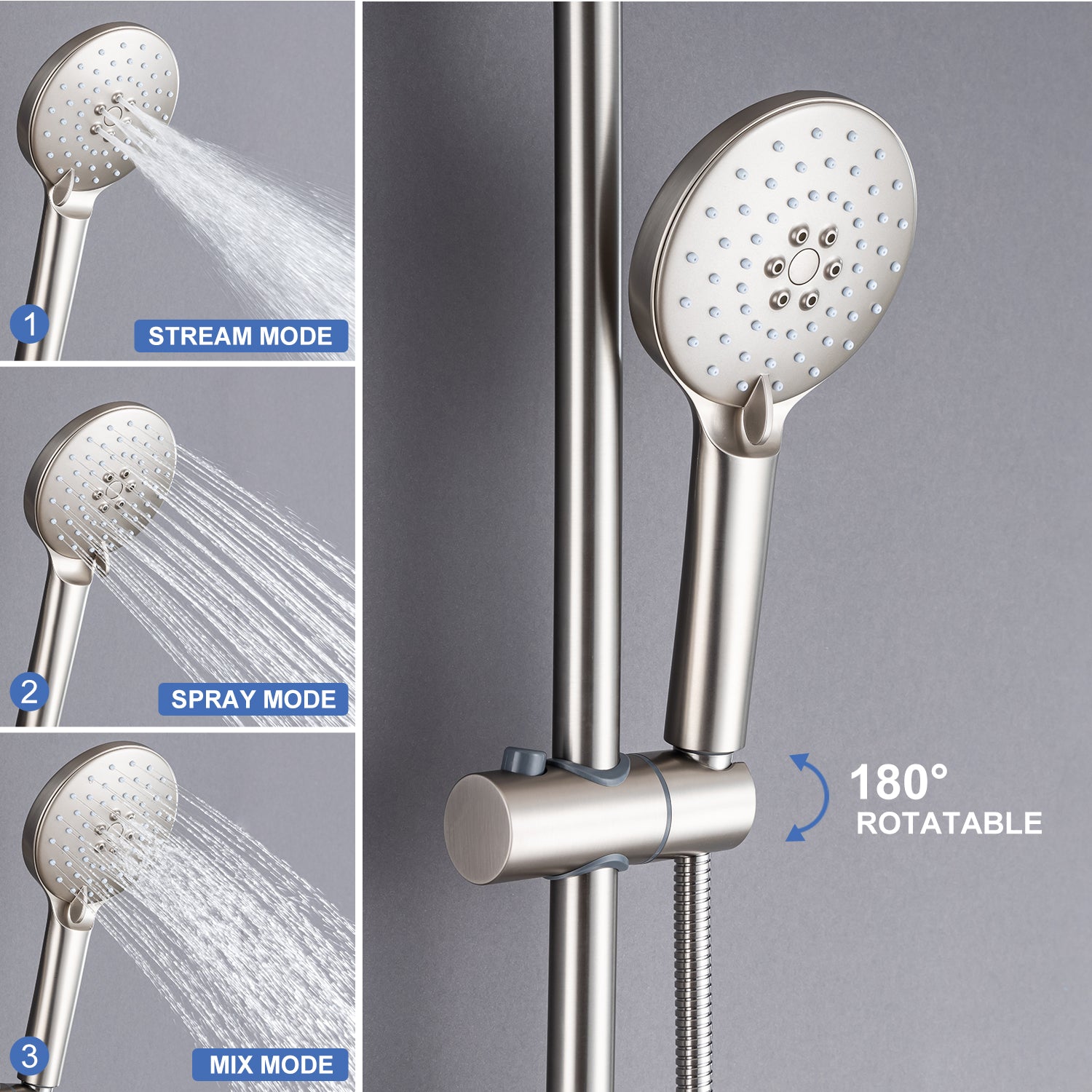 Système de douche avec pomme de douche à effet pluie et douche à main RX2001