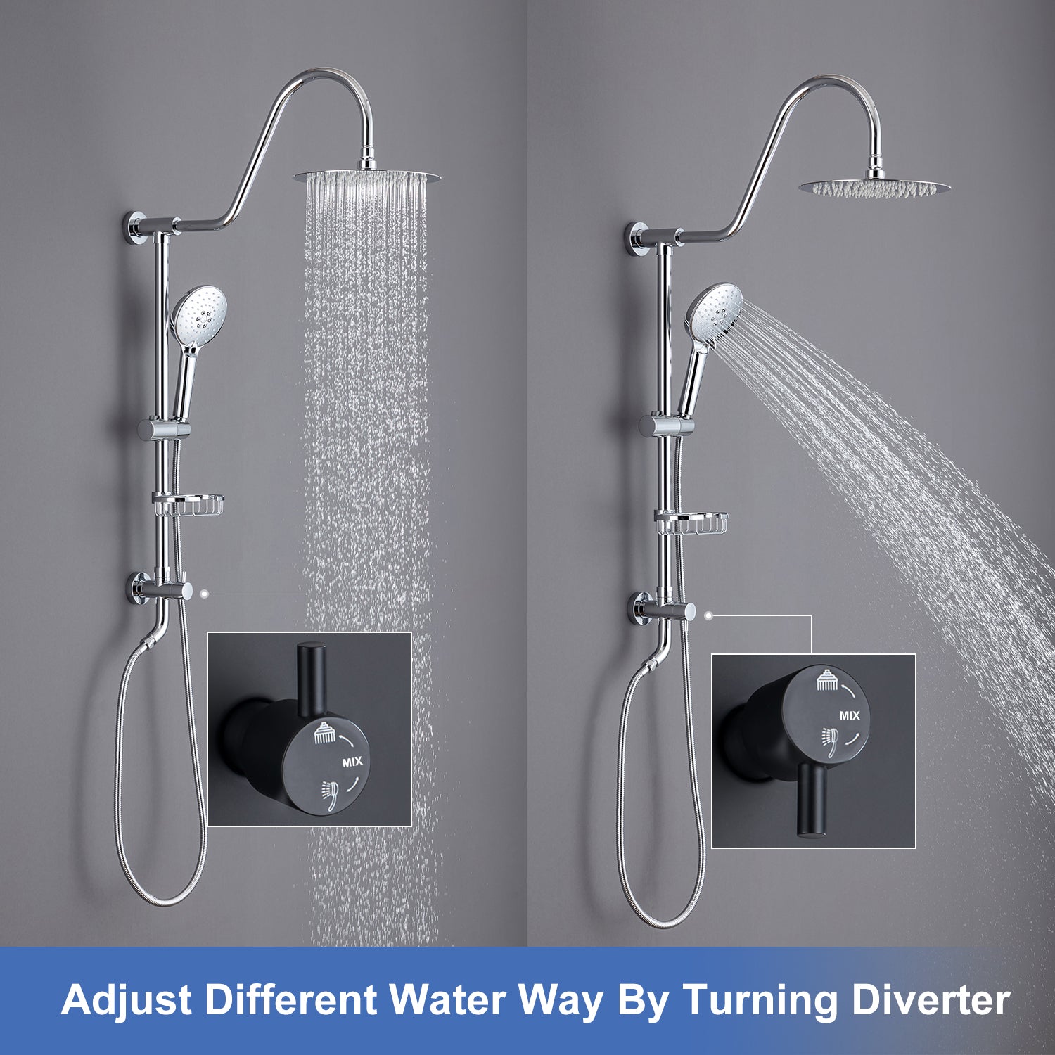 Système de douche avec pomme de douche à effet pluie et douche à main RX2001